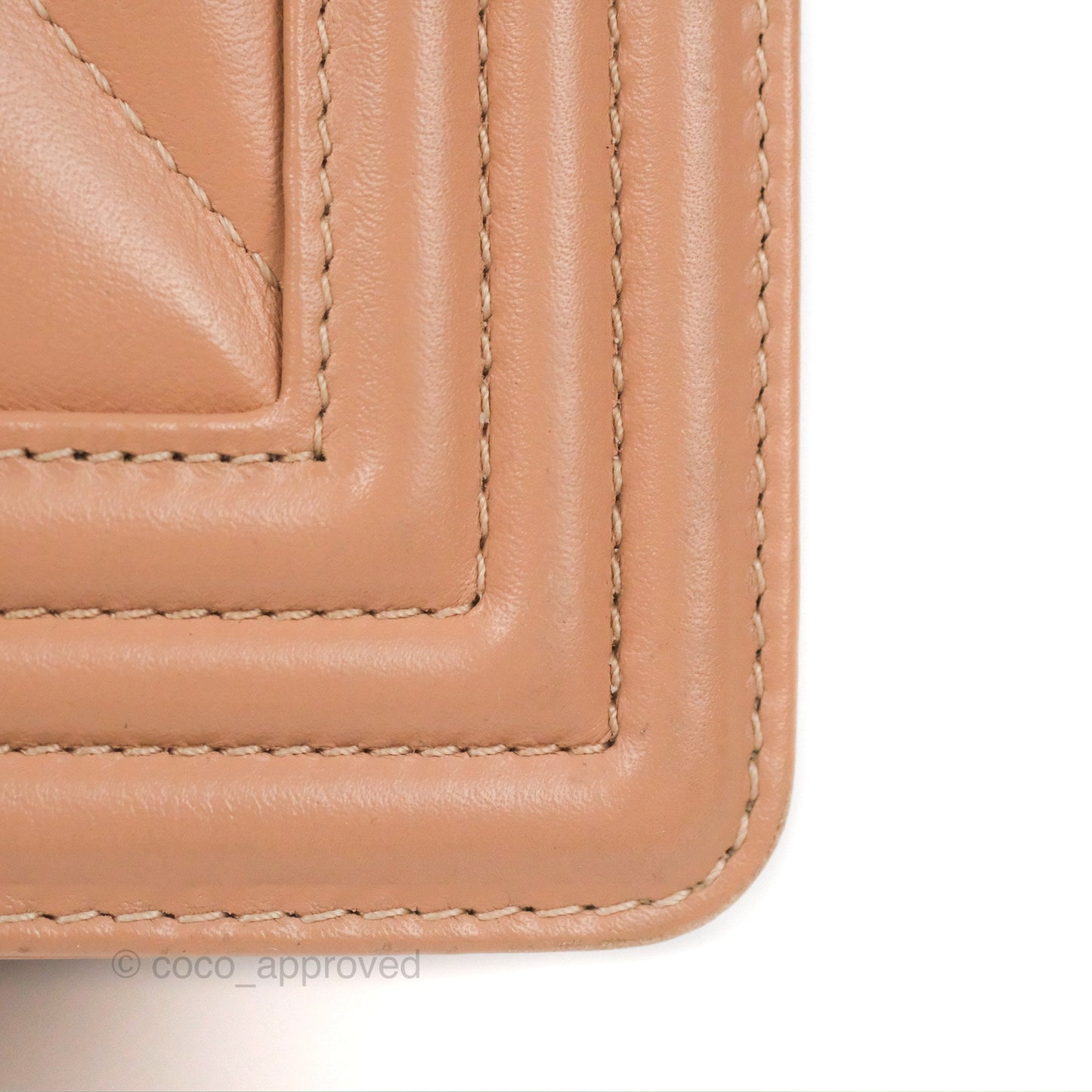 Chanel Chevron & Quilted Medium Boy Beige Calfskin Gun Metal