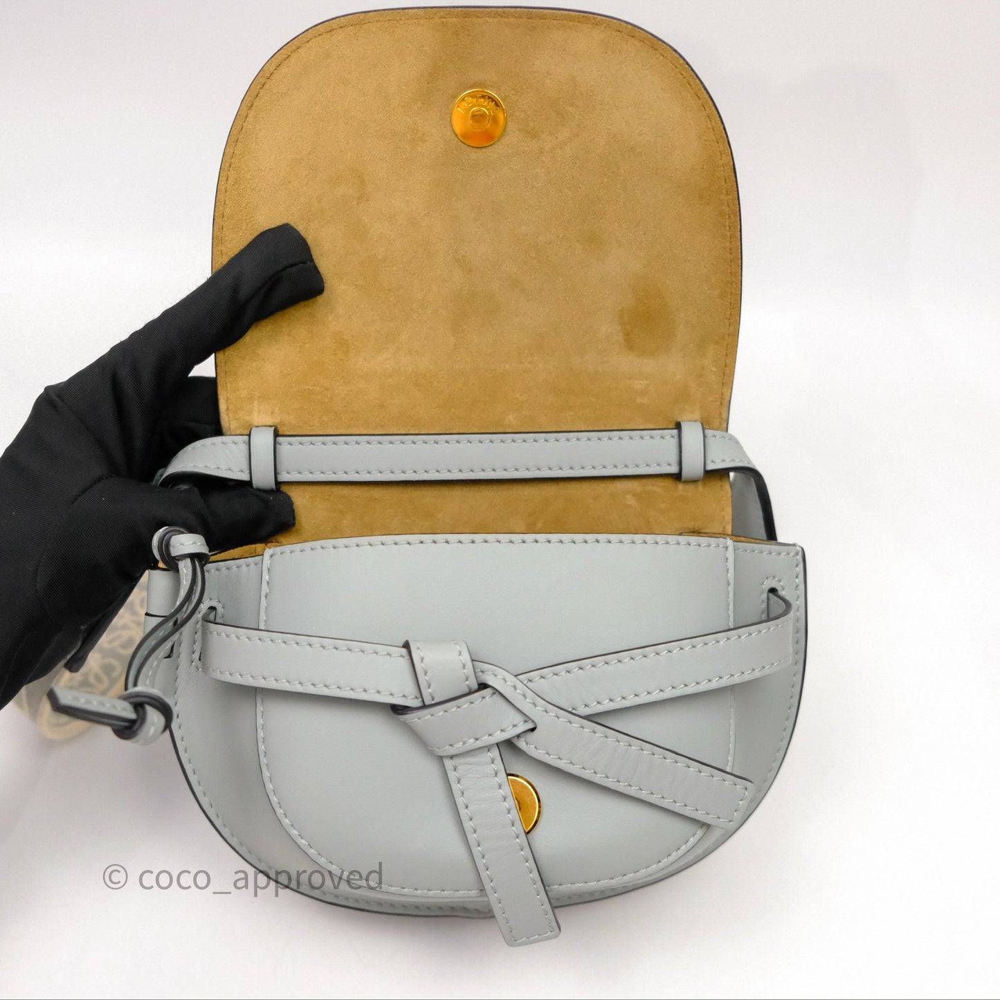 Loewe Mini Gate Dual Bag Ash Grey Soft Calfskin Jacquard Strap