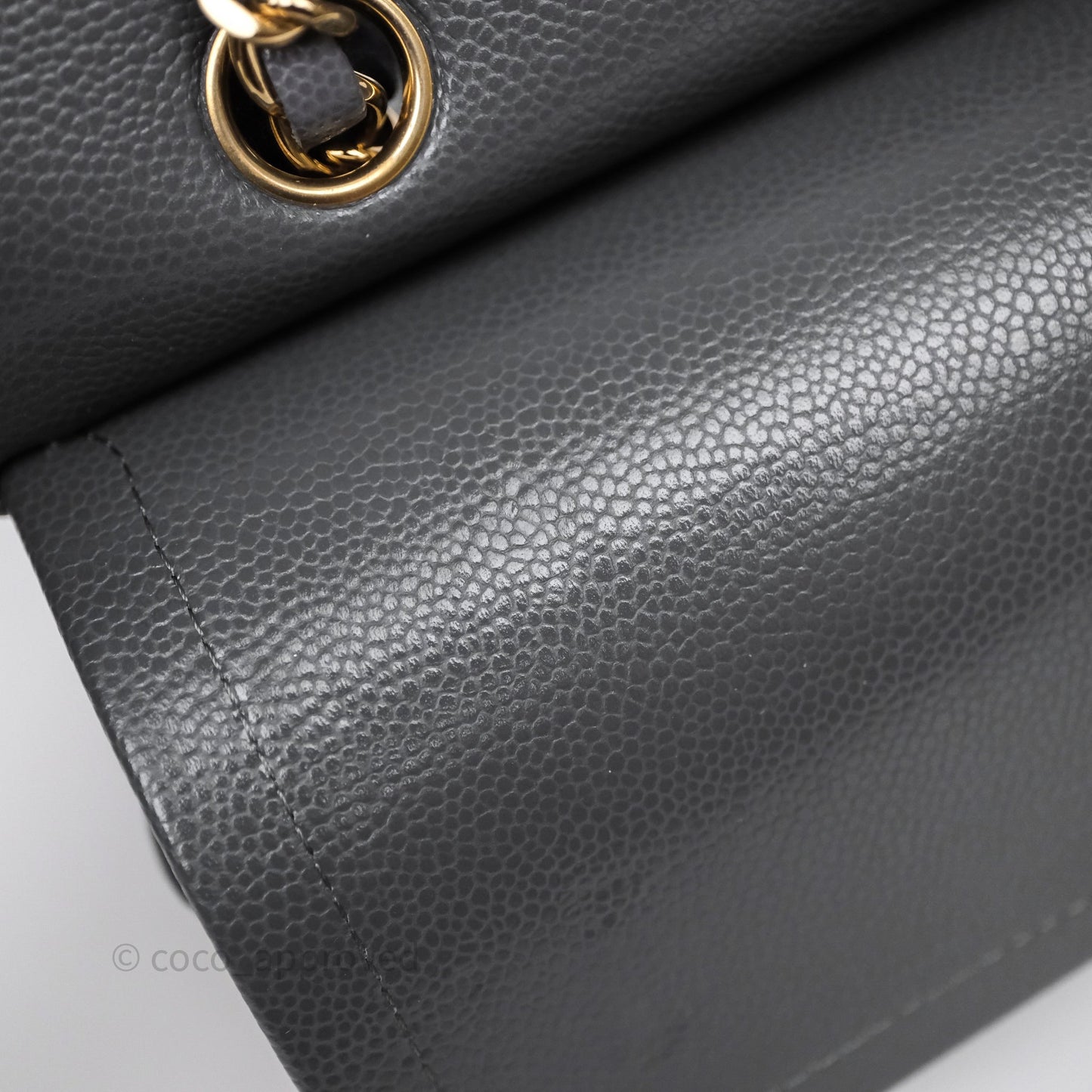 Chanel Classic M/L Medium Flap Quilted Dark Grey Caviar Gold Hardware