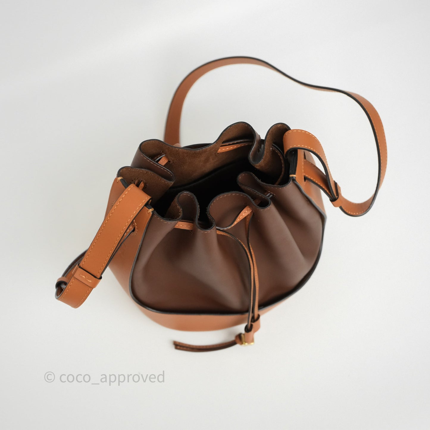 Loewe Small Balloon Bucket Bag Brown Tan Calfskin