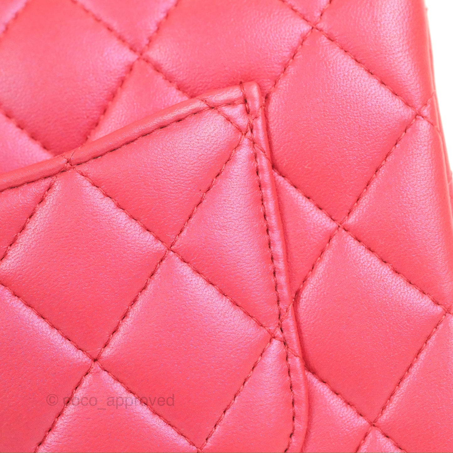 Chanel Top Handle Mini Rectangular Flap Bag Iridescent Dark Pink Lambskin Aged Gold Hardware