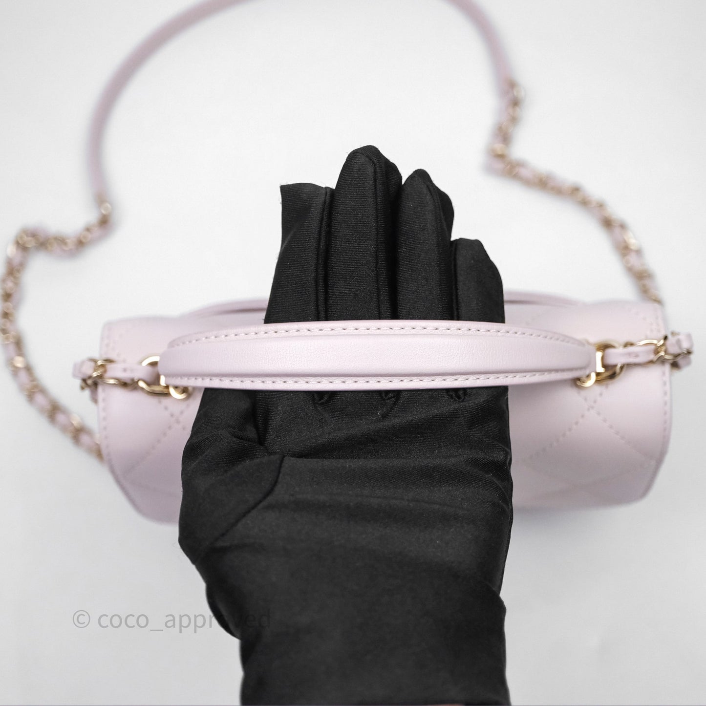 Chanel Small Coco Lady Quilted Flap Bag With Top Handle Light Pink Calfskin Gold Hardware