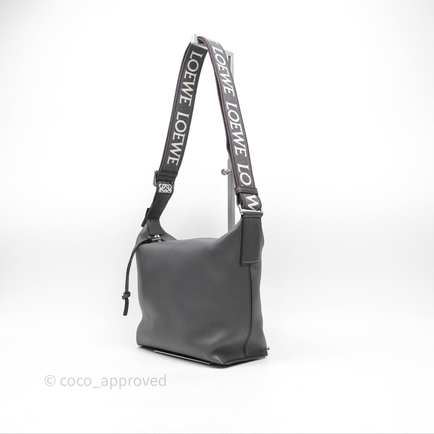 Loewe Small Cubi Bag In Supple Smooth Calfskin and Jacquard Dark Grey
