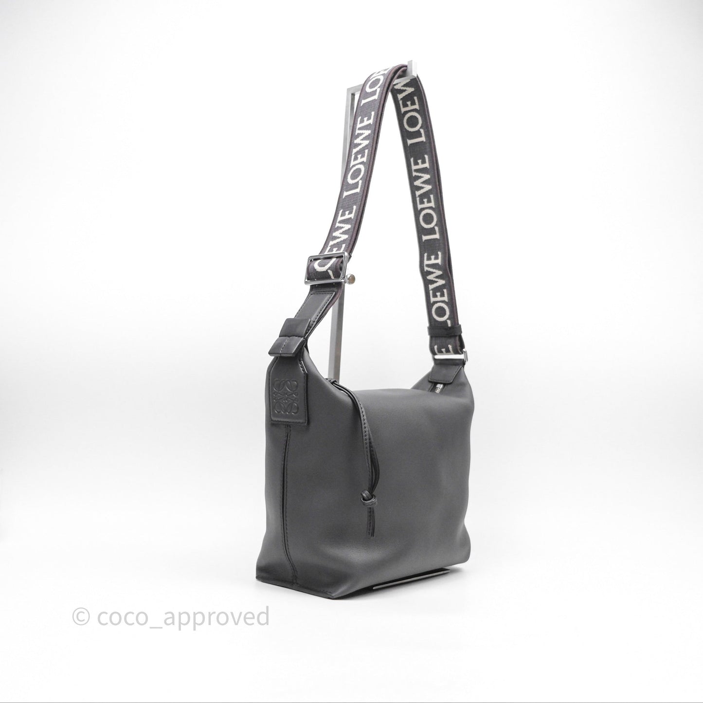 Loewe Small Cubi Bag In Supple Smooth Calfskin and Jacquard Dark Grey