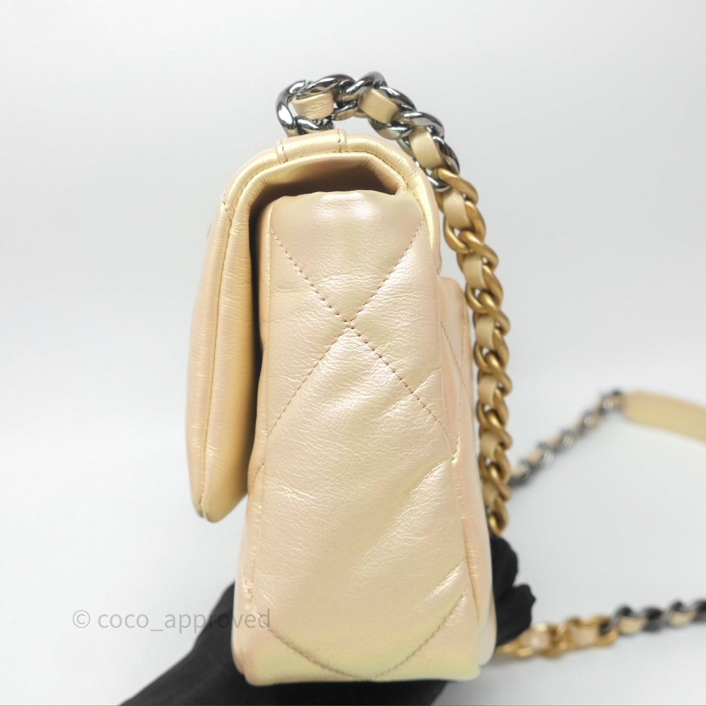 Chanel 19 Small Iridescent Pink Mixed Hardware