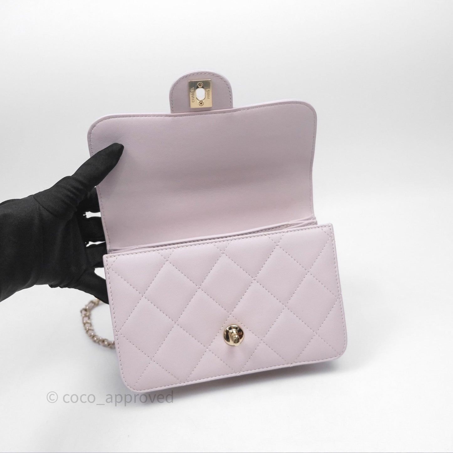 Chanel Small Coco Lady Quilted Flap Bag With Top Handle Light Pink Calfskin Gold Hardware