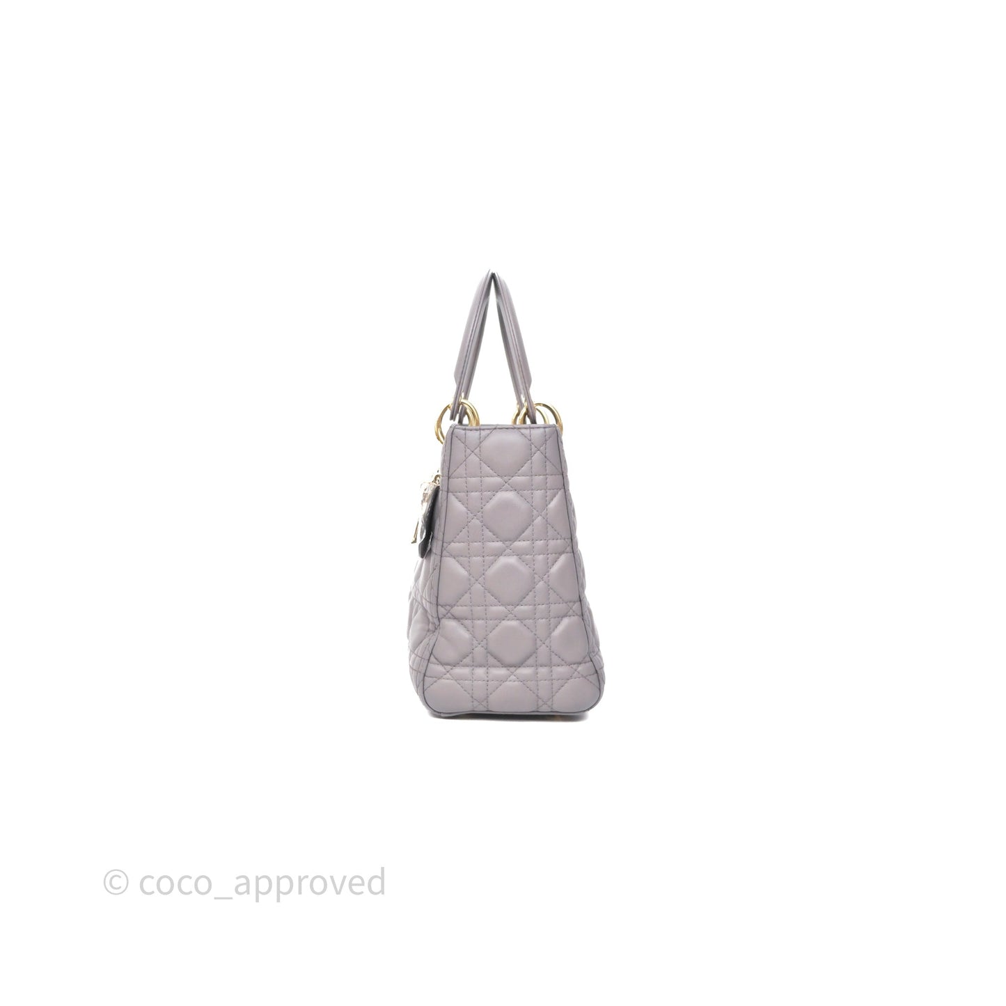 Christian Dior Medium Lady Dior Grey Lambskin Gold Hardware