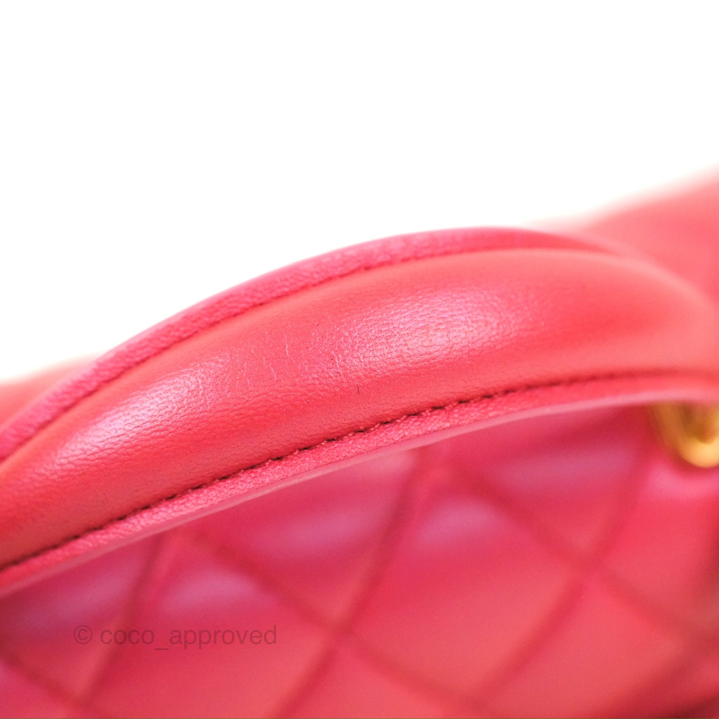Chanel Top Handle Mini Rectangular Flap Bag Iridescent Dark Pink Lambskin Aged Gold Hardware
