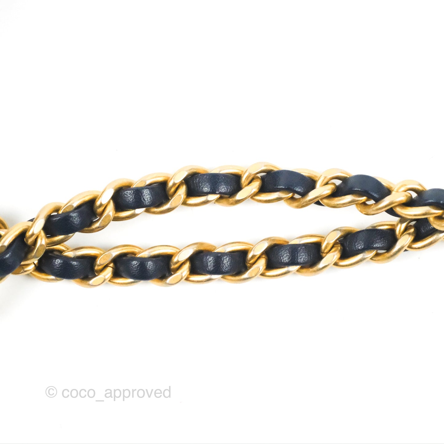 Chanel Small Coco Handle Chevron Navy Crumpled Leather Aged Gold Hardware