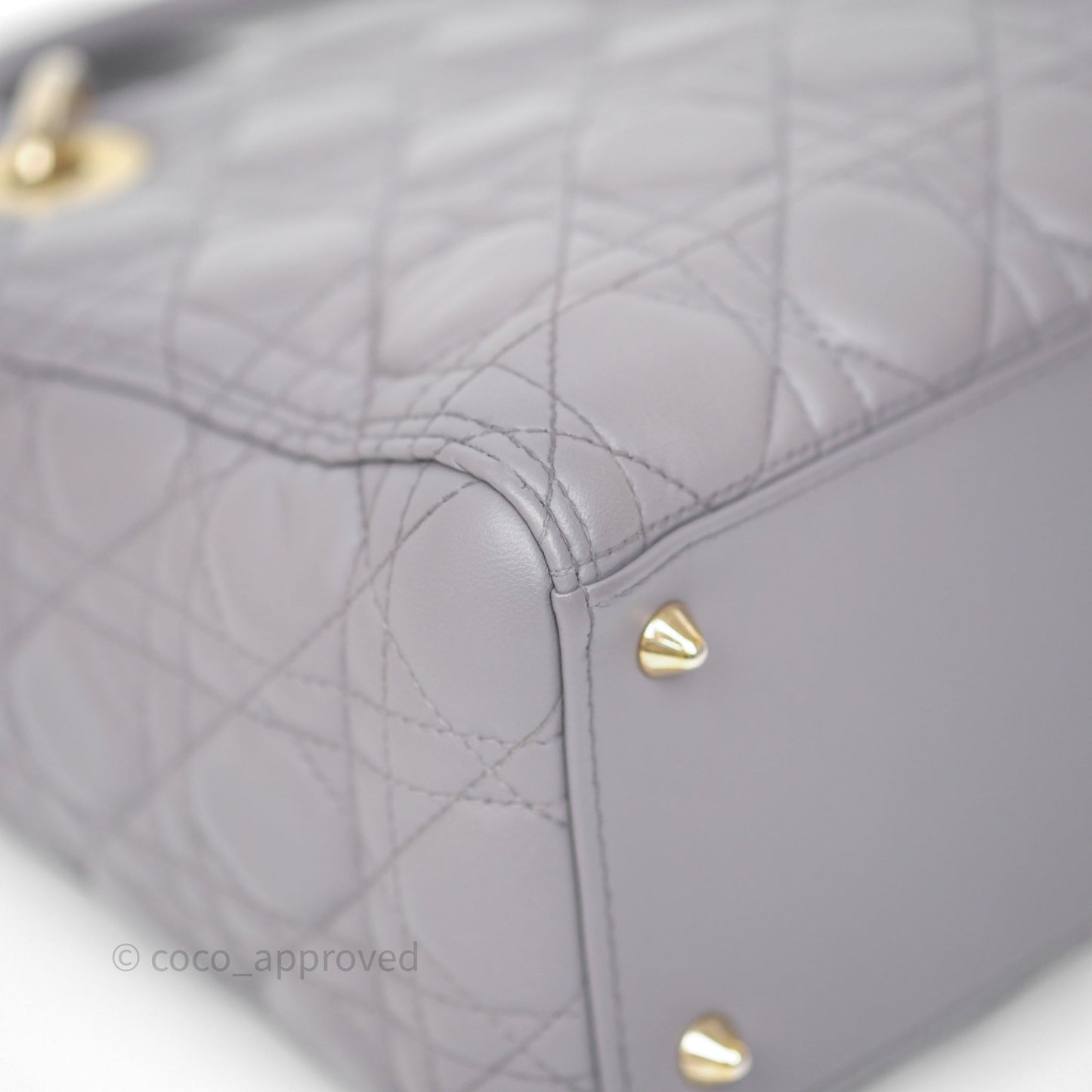 Christian Dior Medium Lady Dior Grey Lambskin Gold Hardware