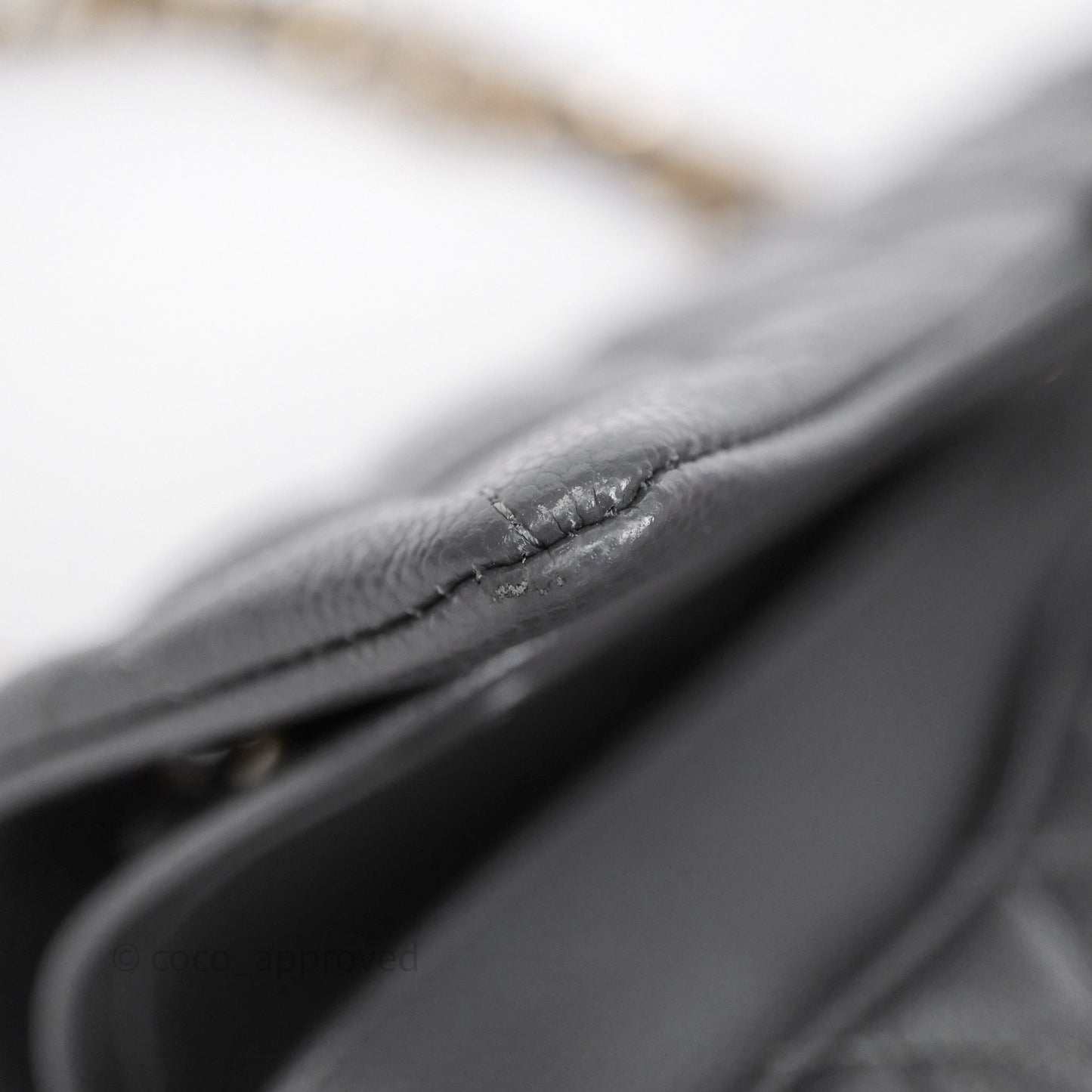 Chanel Classic M/L Medium Flap Quilted Dark Grey Caviar Gold Hardware