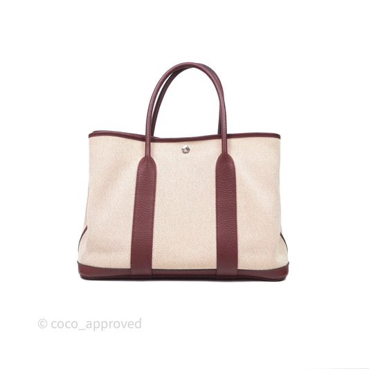 Hermes Garden Party 36 Ecru/ Rouge H 55 Palladium Hardware