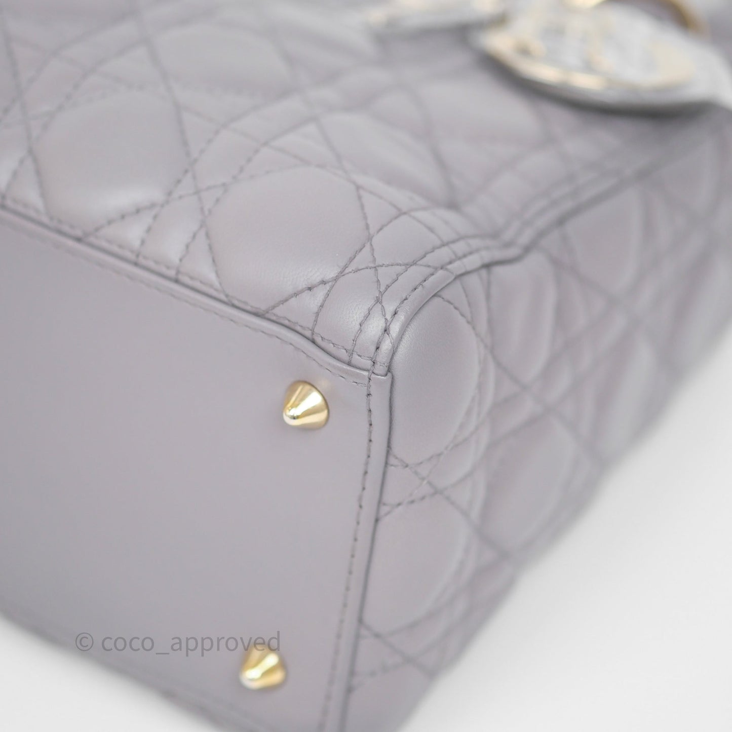 Christian Dior Medium Lady Dior Grey Lambskin Gold Hardware