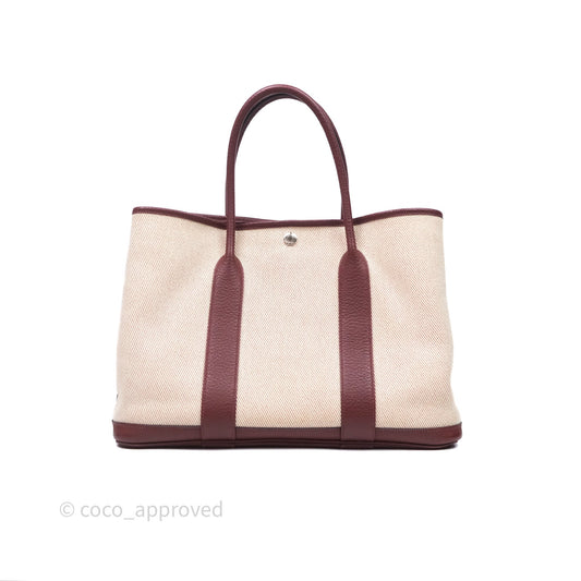 Hermes Garden Party 36 Ecru/ Rouge H 55 Palladium Hardware