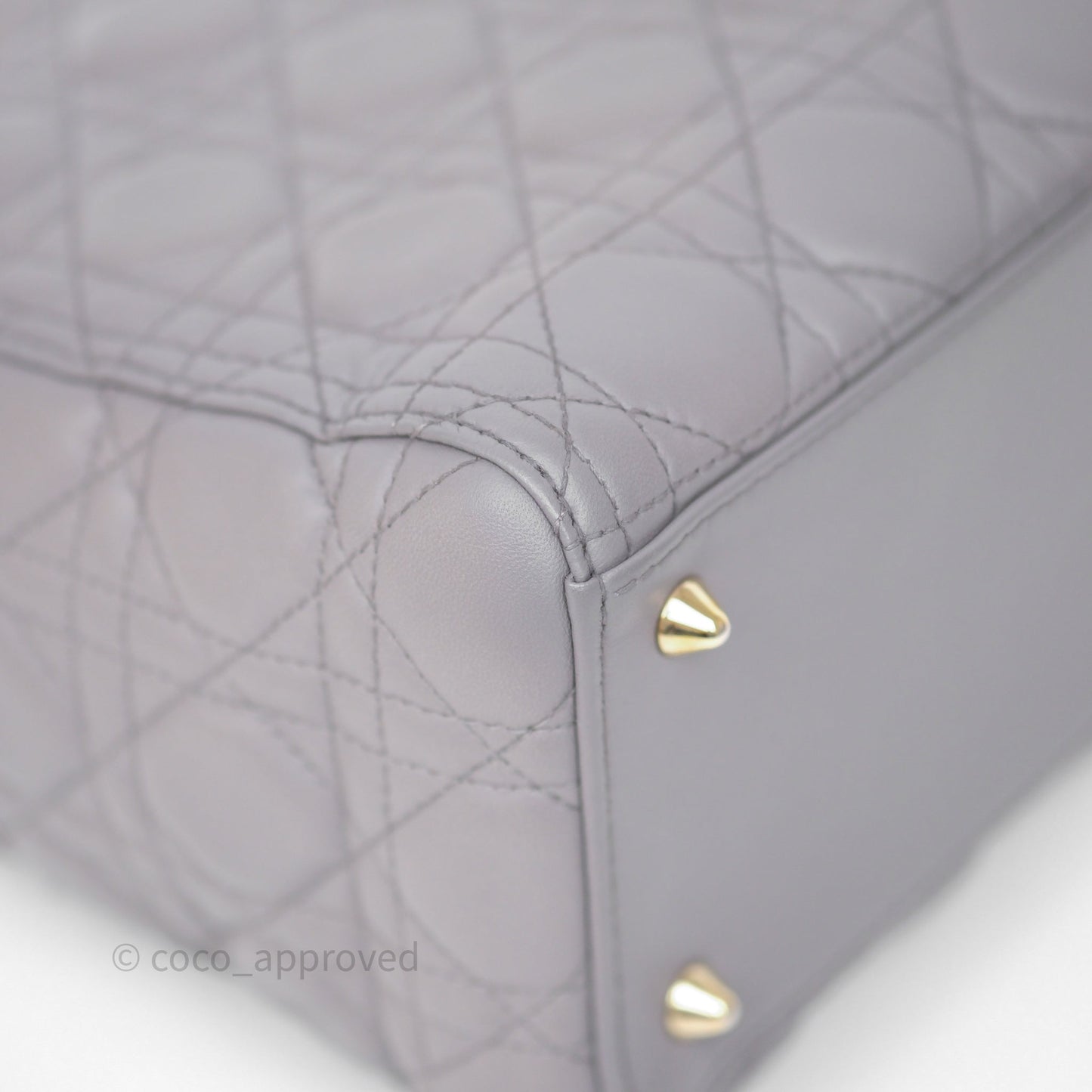 Christian Dior Medium Lady Dior Grey Lambskin Gold Hardware