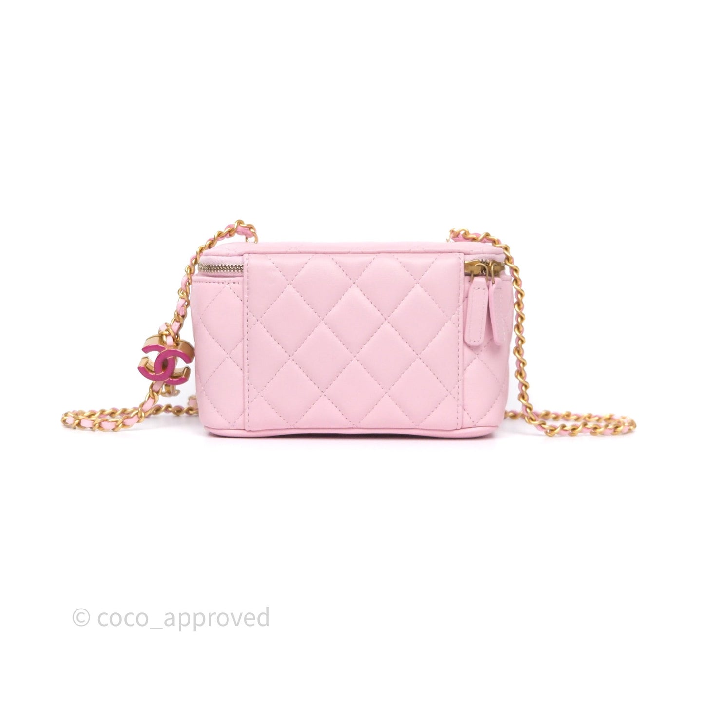 Chanel Vanity with Enamel CC Adjustable Chain Pink Lambskin Aged Gold Hardware
