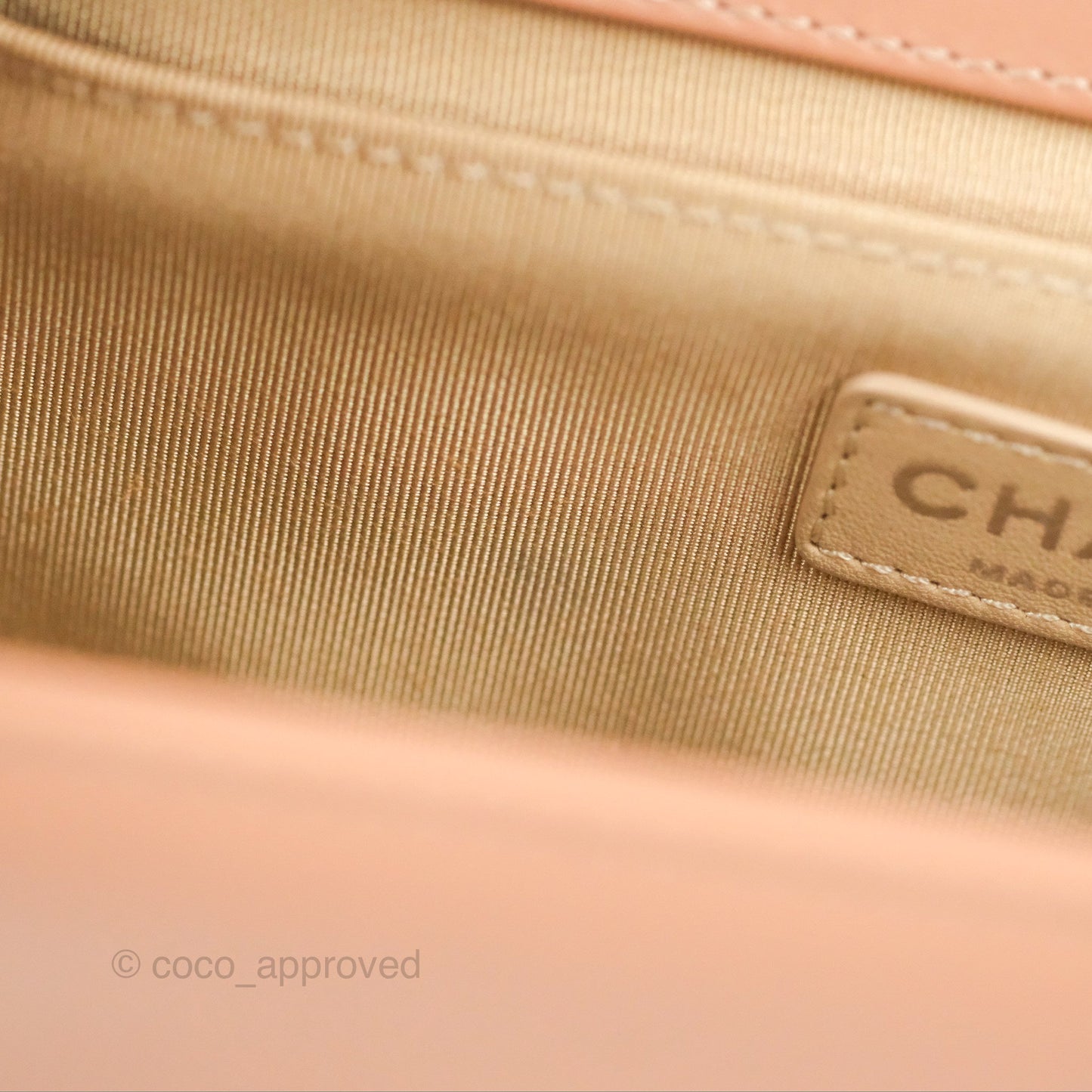 Chanel Chevron & Quilted Medium Boy Beige Calfskin Gun Metal