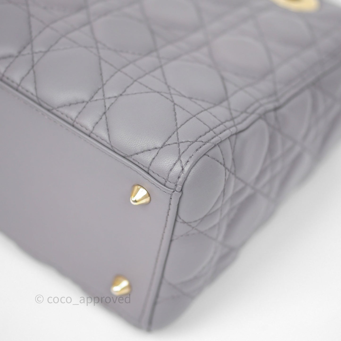 Christian Dior Medium Lady Dior Grey Lambskin Gold Hardware