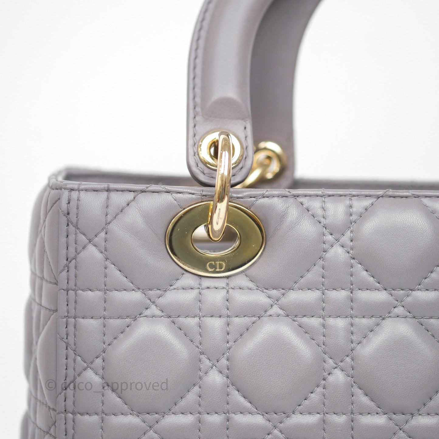Christian Dior Medium Lady Dior Grey Lambskin Gold Hardware