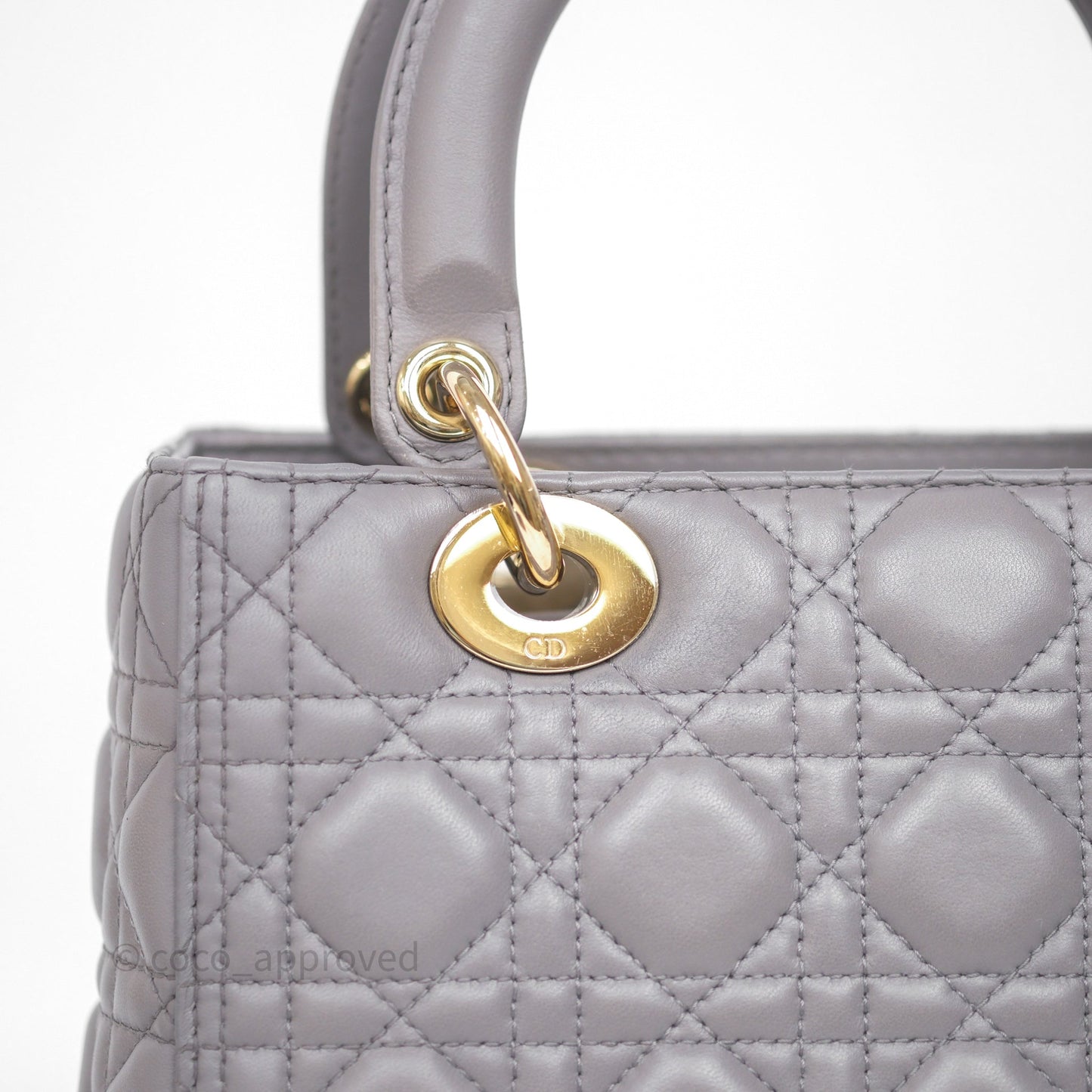 Christian Dior Medium Lady Dior Grey Lambskin Gold Hardware