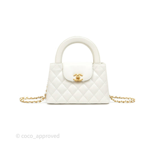 Chanel Kelly Bag Quilted White Calfskin Aged Gold Hardware