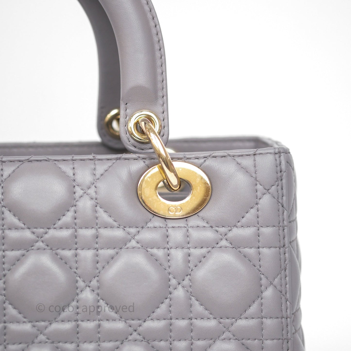 Christian Dior Medium Lady Dior Grey Lambskin Gold Hardware