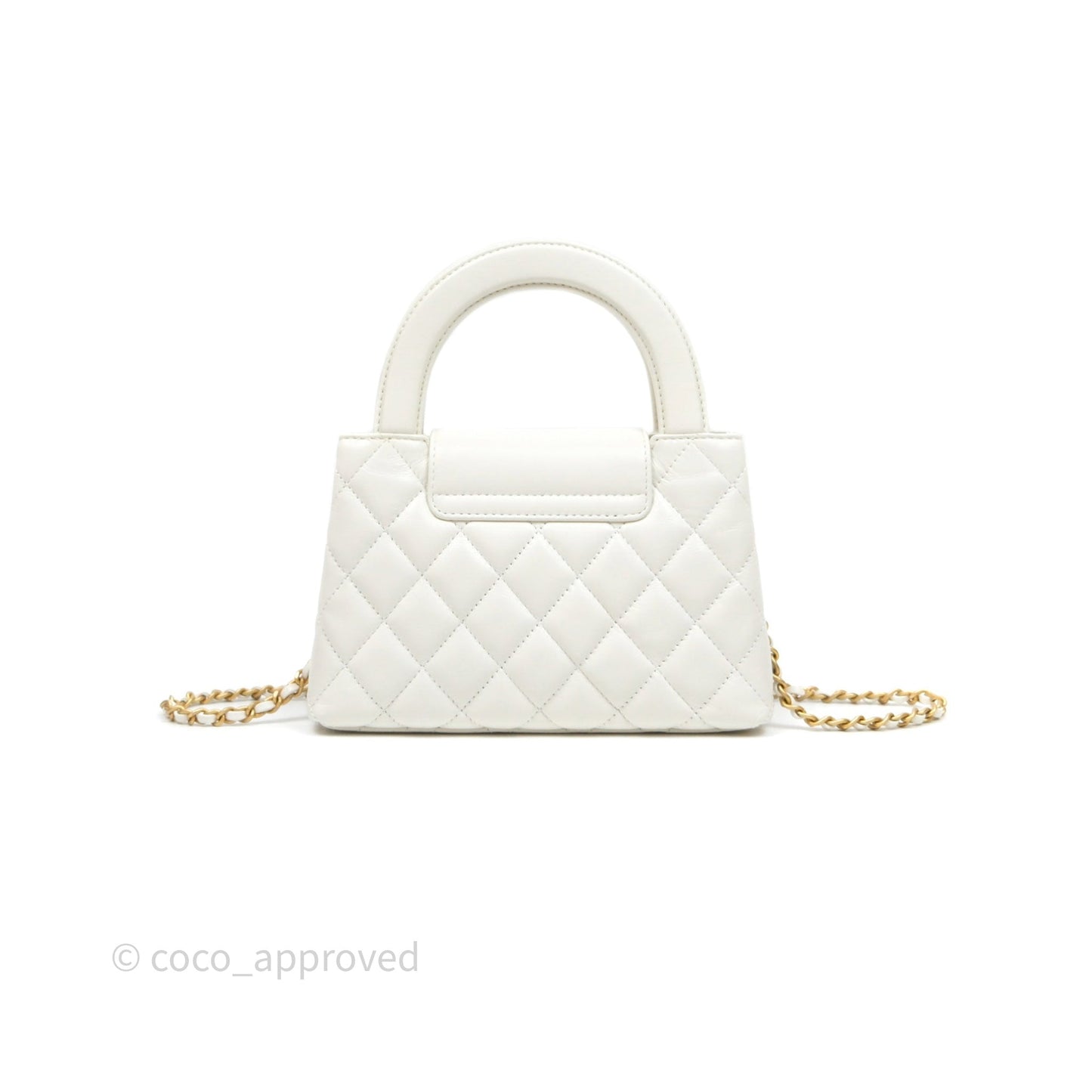 Chanel Kelly Bag Quilted White Calfskin Aged Gold Hardware