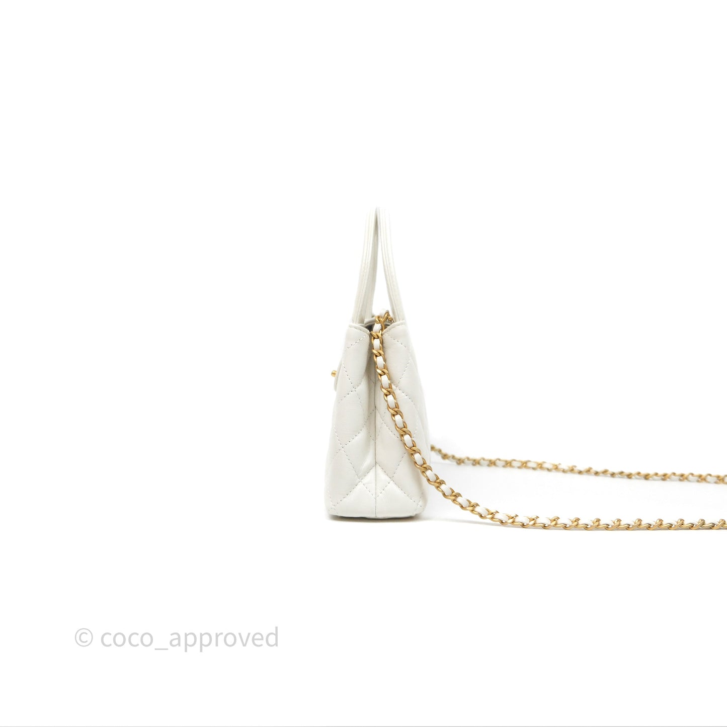 Chanel Kelly Bag Quilted White Calfskin Aged Gold Hardware