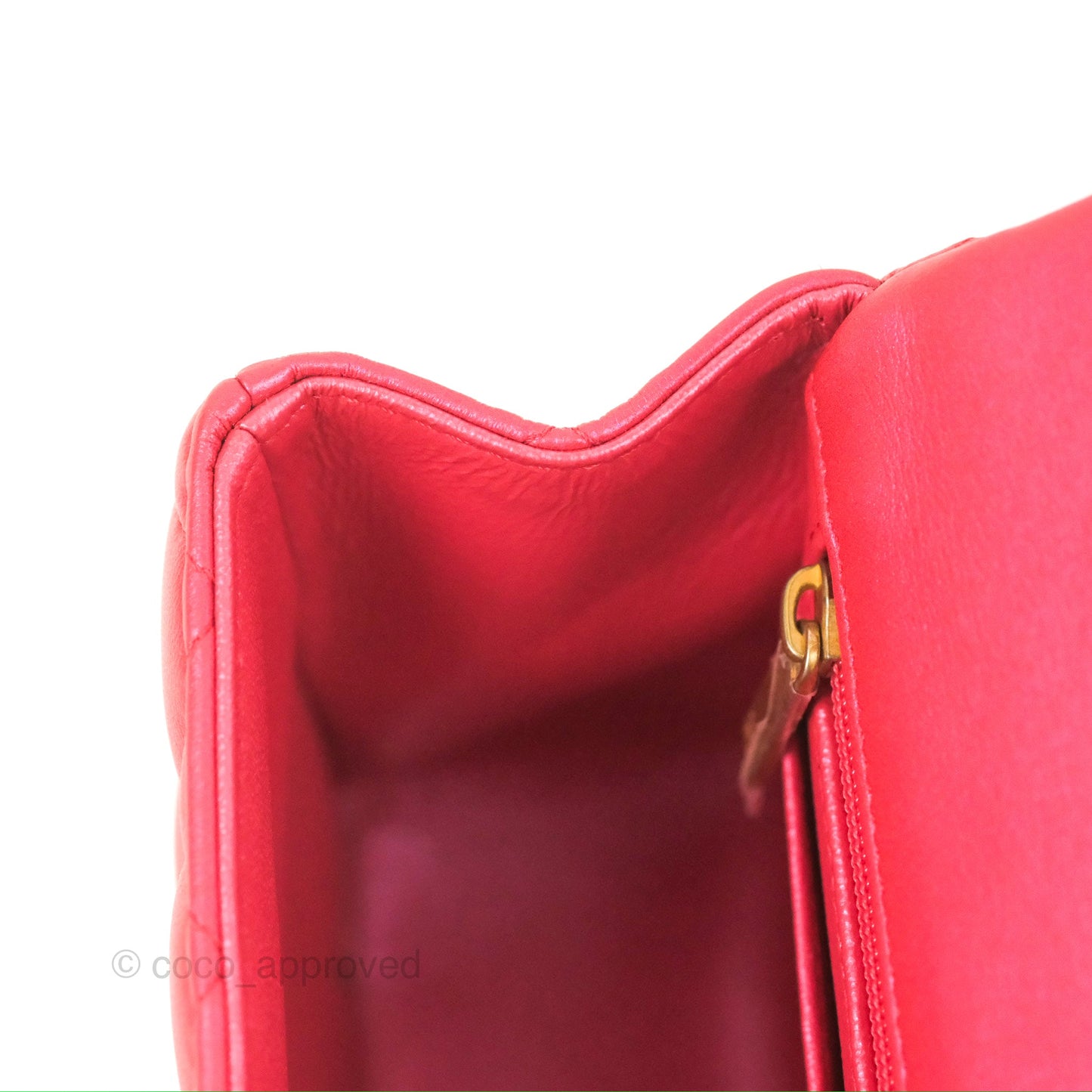 Chanel Top Handle Mini Rectangular Flap Bag Iridescent Dark Pink Lambskin Aged Gold Hardware