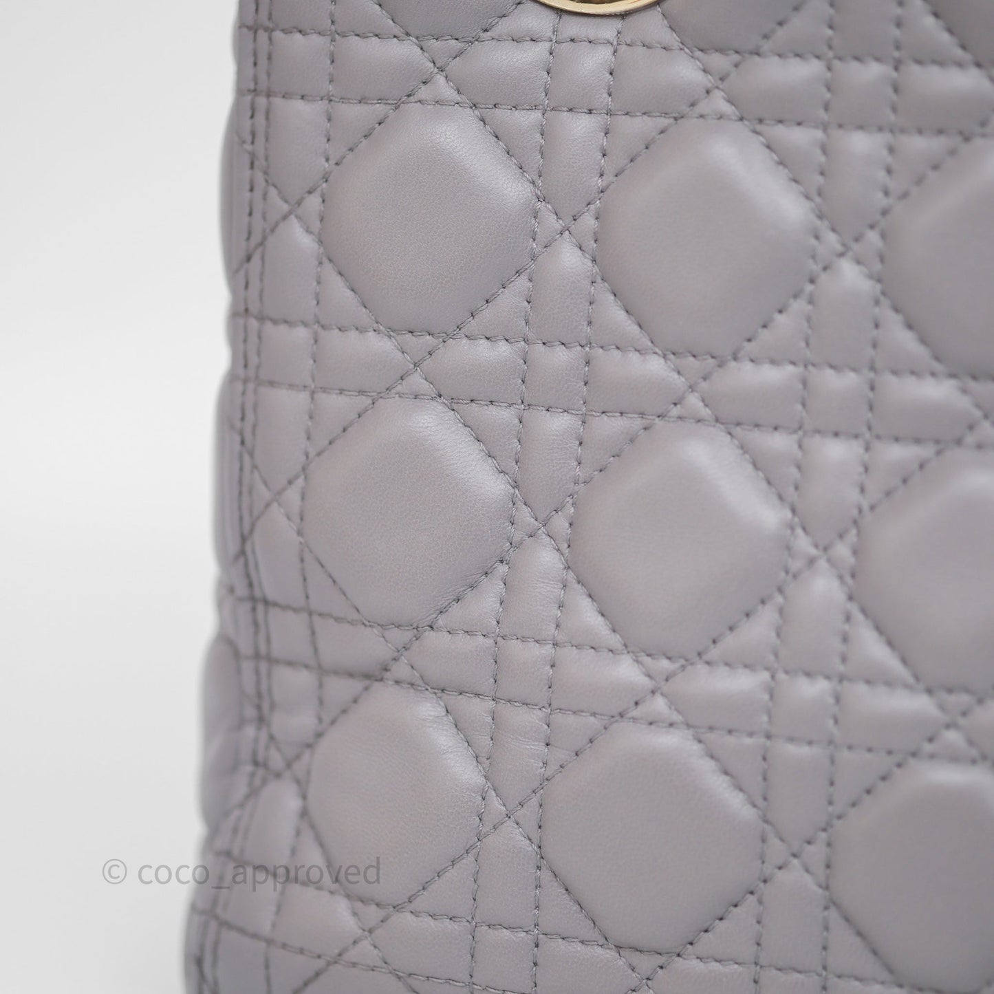 Christian Dior Medium Lady Dior Grey Lambskin Gold Hardware