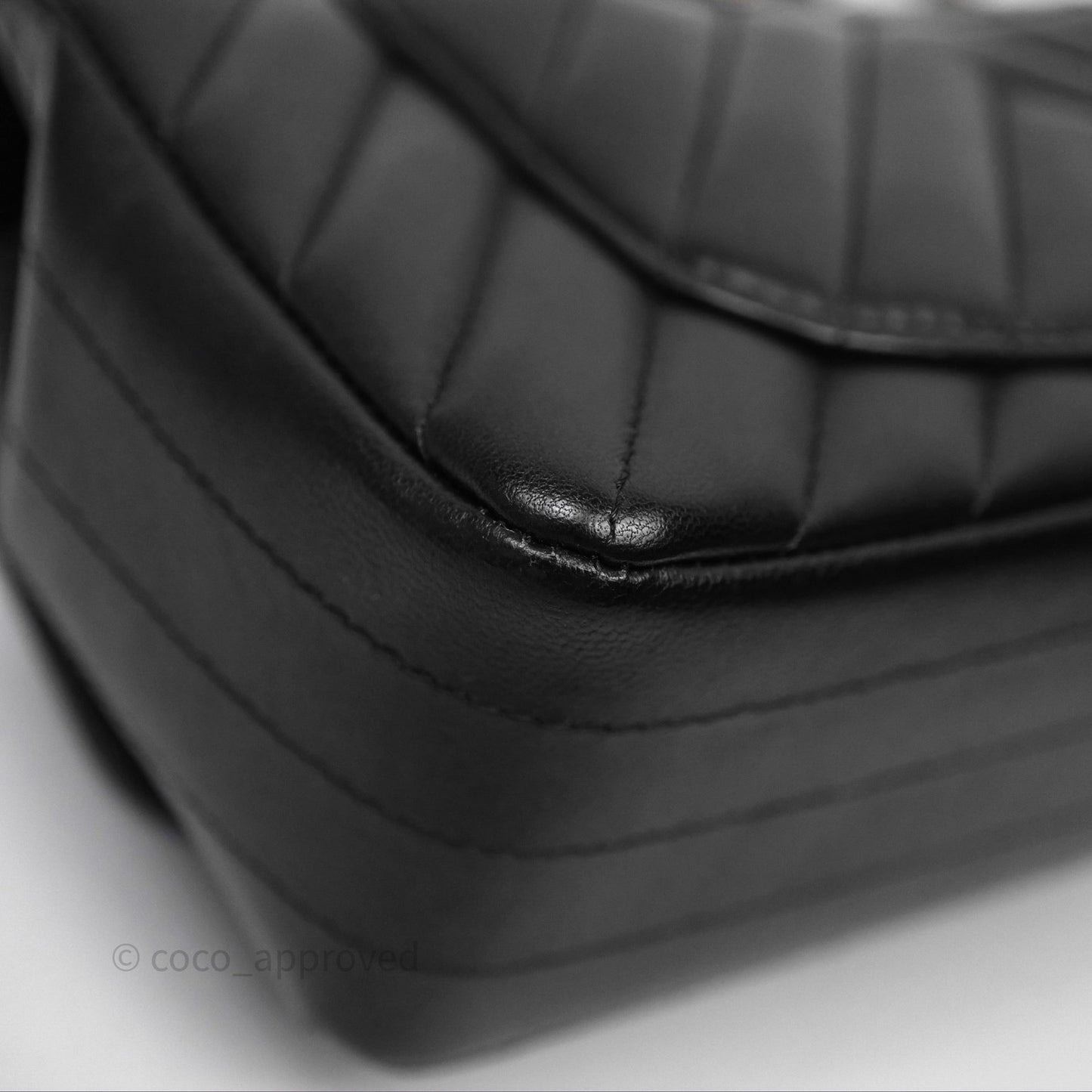 Chanel Mini Rectangular Chevron Black Lambskin Aged Gold Hardware