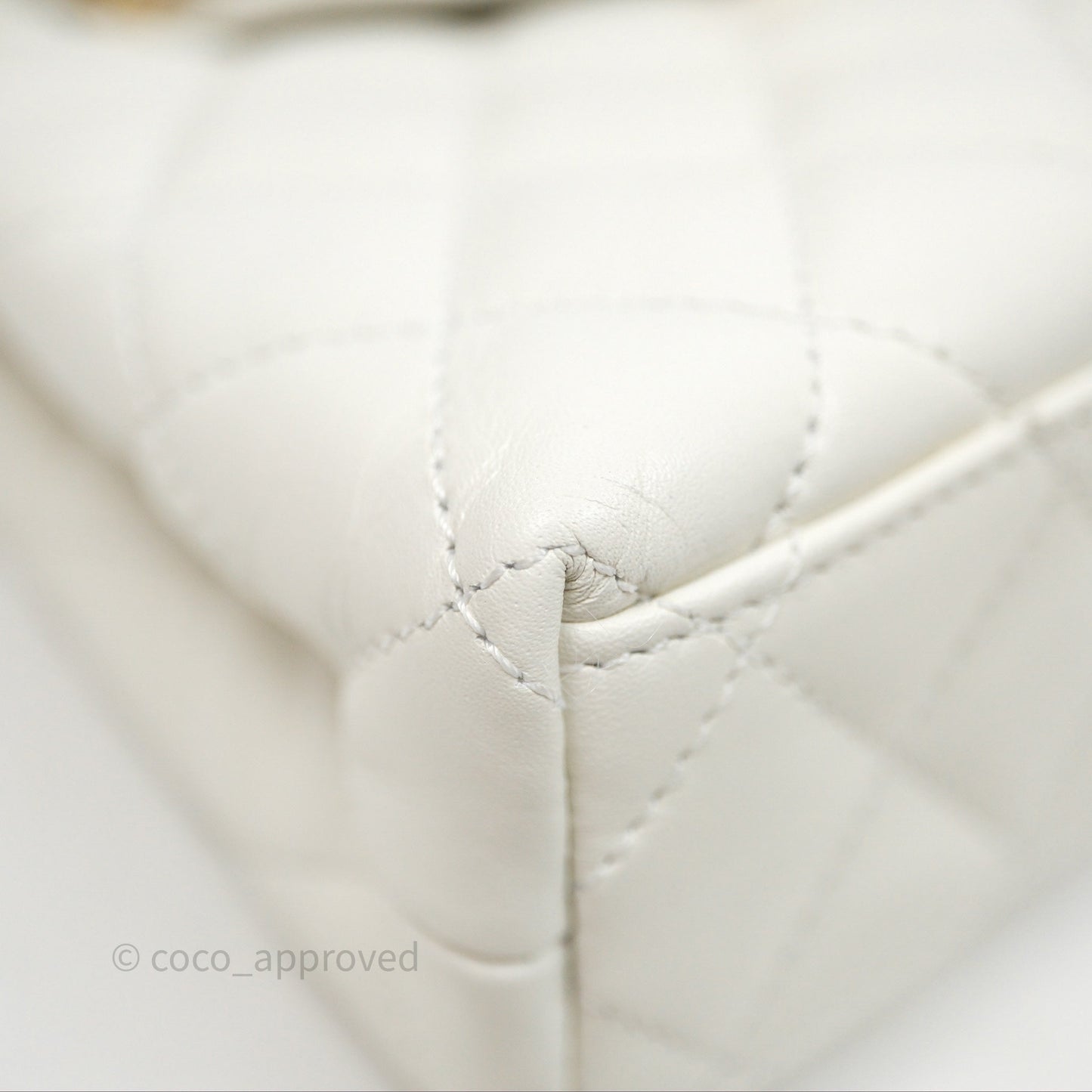 Chanel Kelly Bag Quilted White Calfskin Aged Gold Hardware