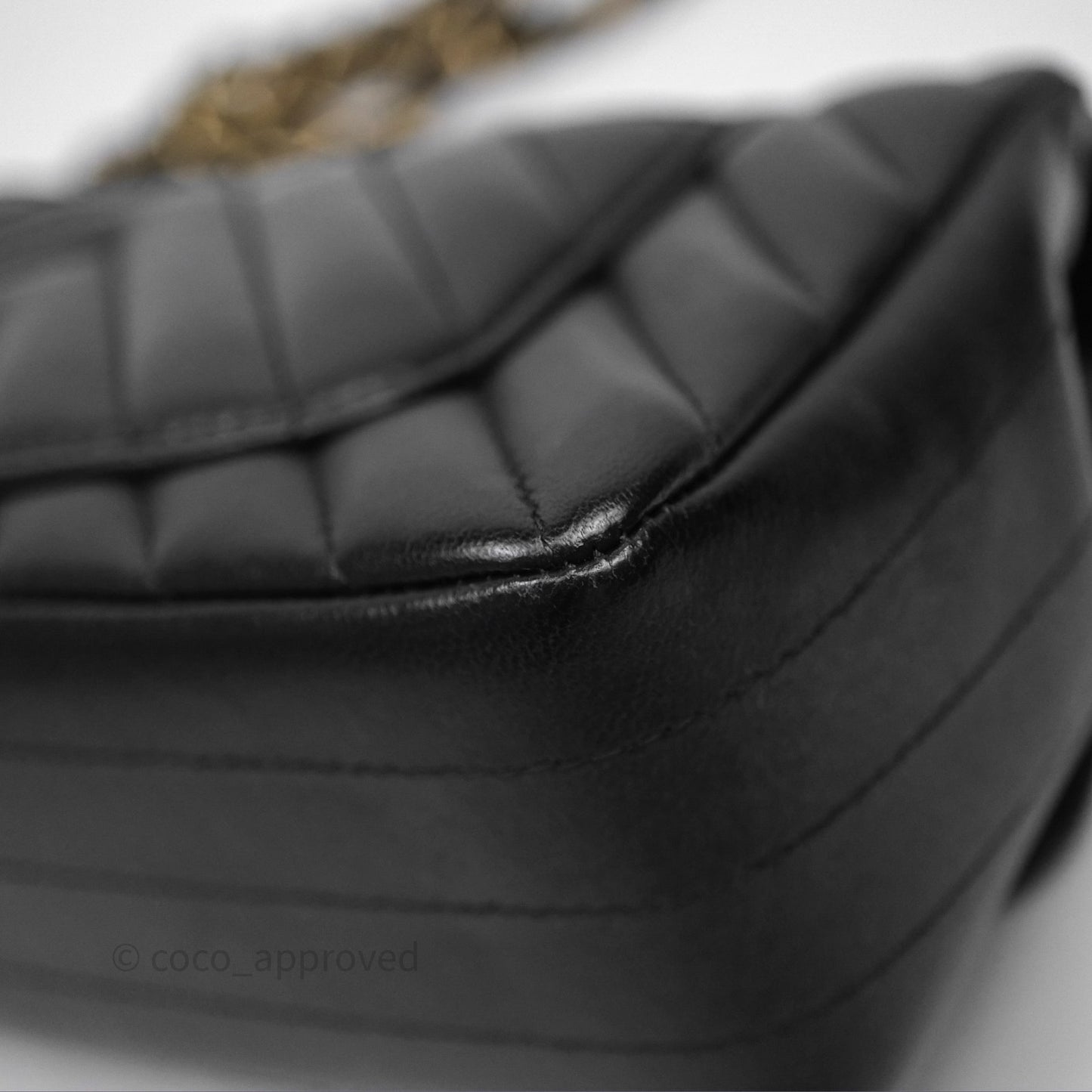 Chanel Mini Rectangular Chevron Black Lambskin Aged Gold Hardware