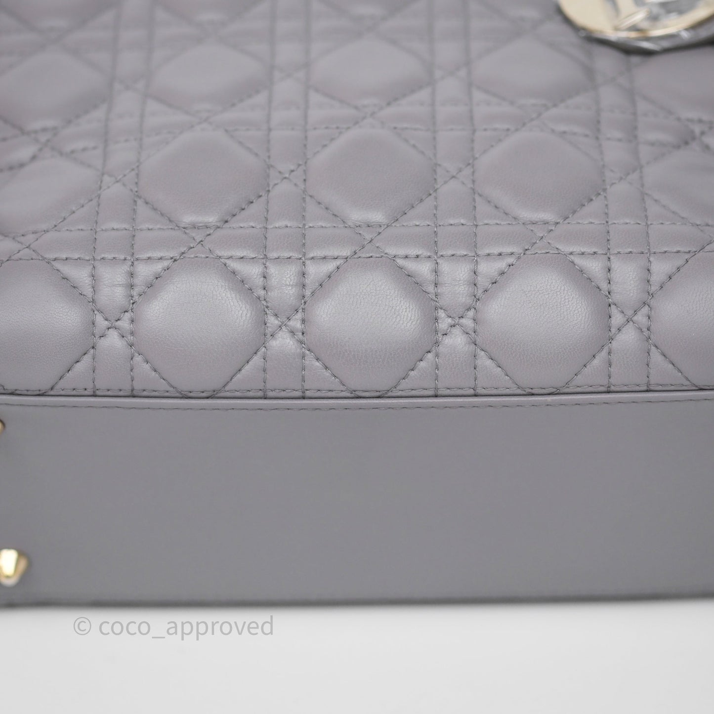 Christian Dior Medium Lady Dior Grey Lambskin Gold Hardware