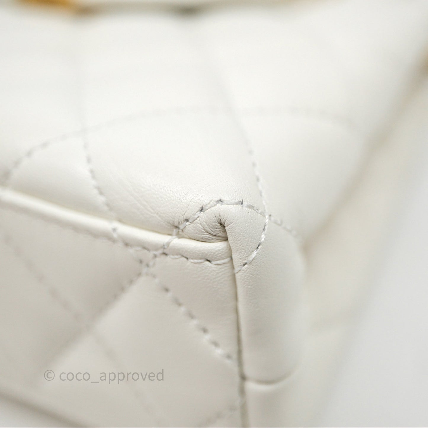 Chanel Kelly Bag Quilted White Calfskin Aged Gold Hardware
