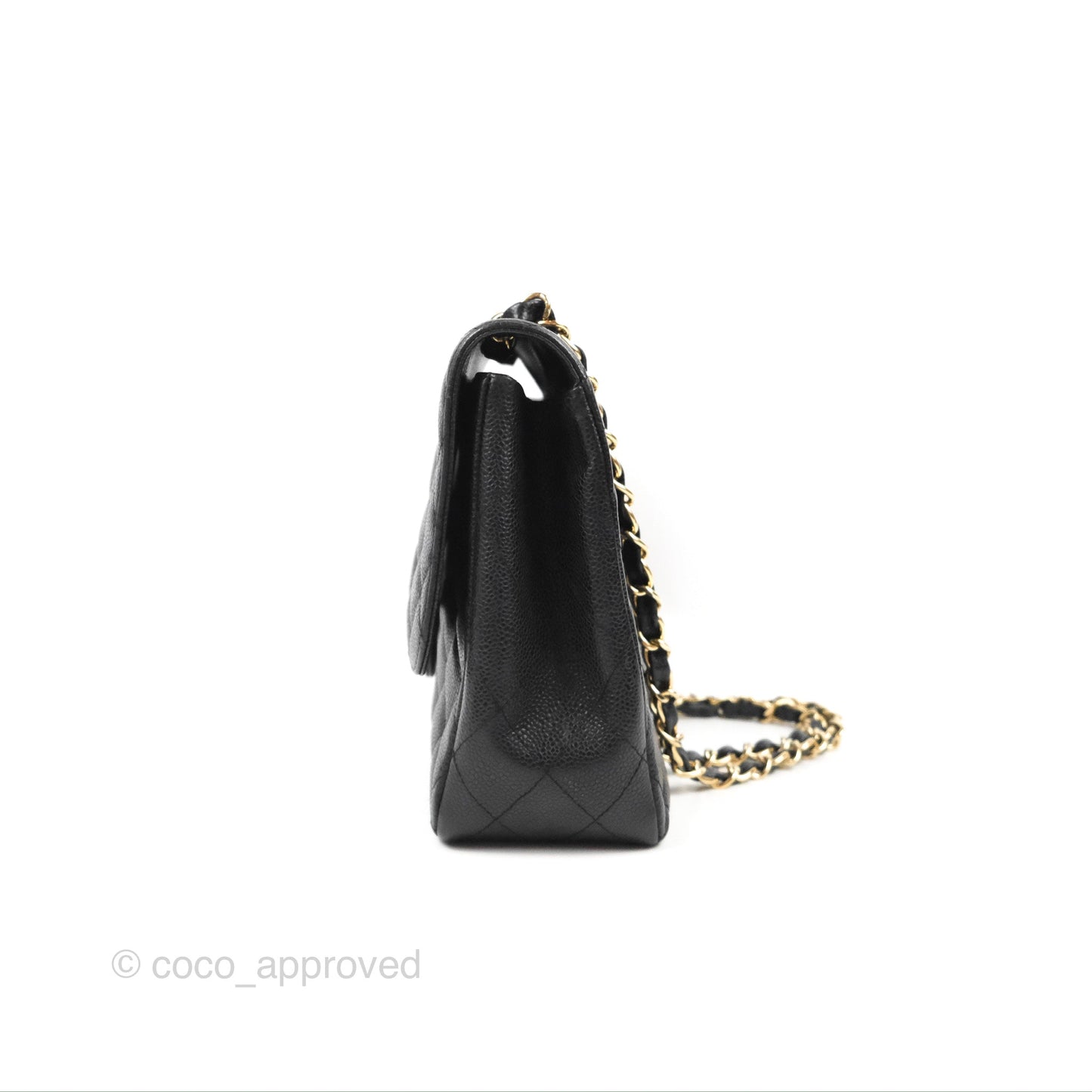 Chanel Jumbo Single Flap Black Caviar 24K Gold Hardware