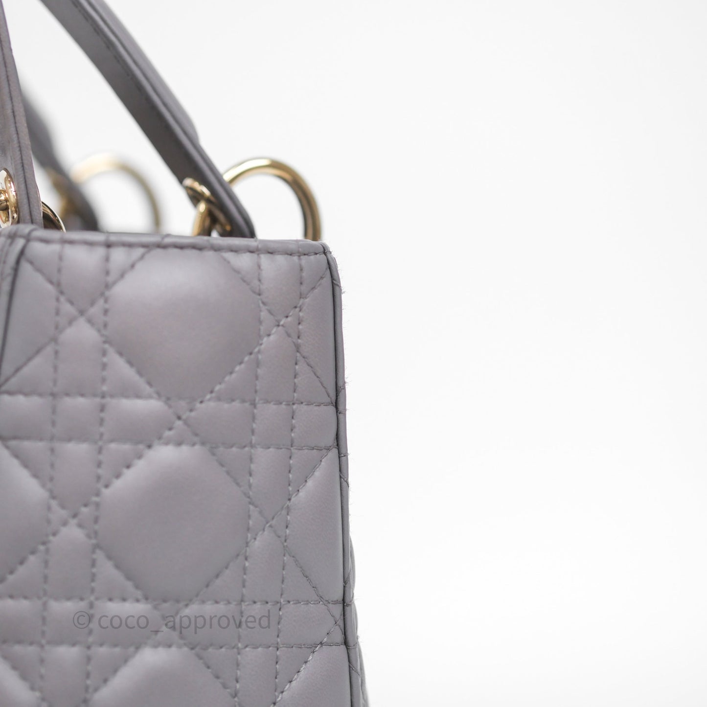 Christian Dior Medium Lady Dior Grey Lambskin Gold Hardware