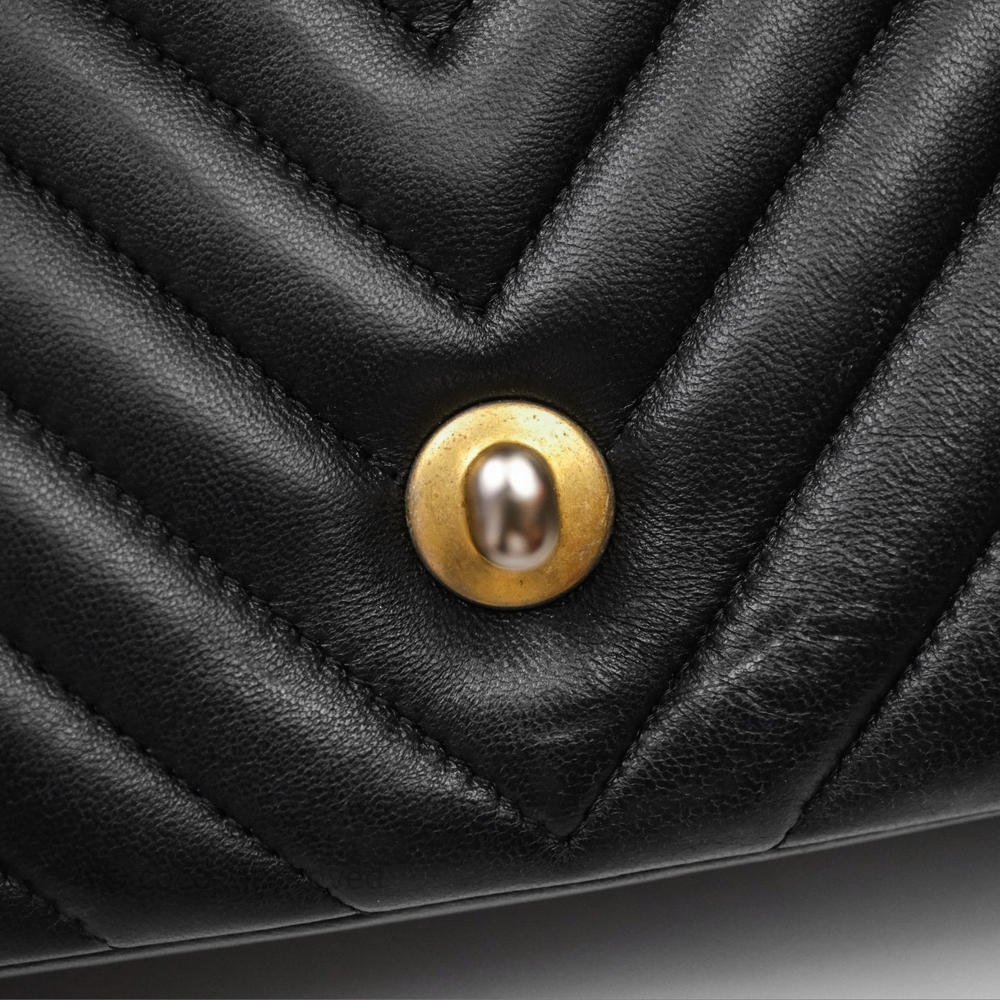 Chanel Mini Rectangular Chevron Black Lambskin Aged Gold Hardware