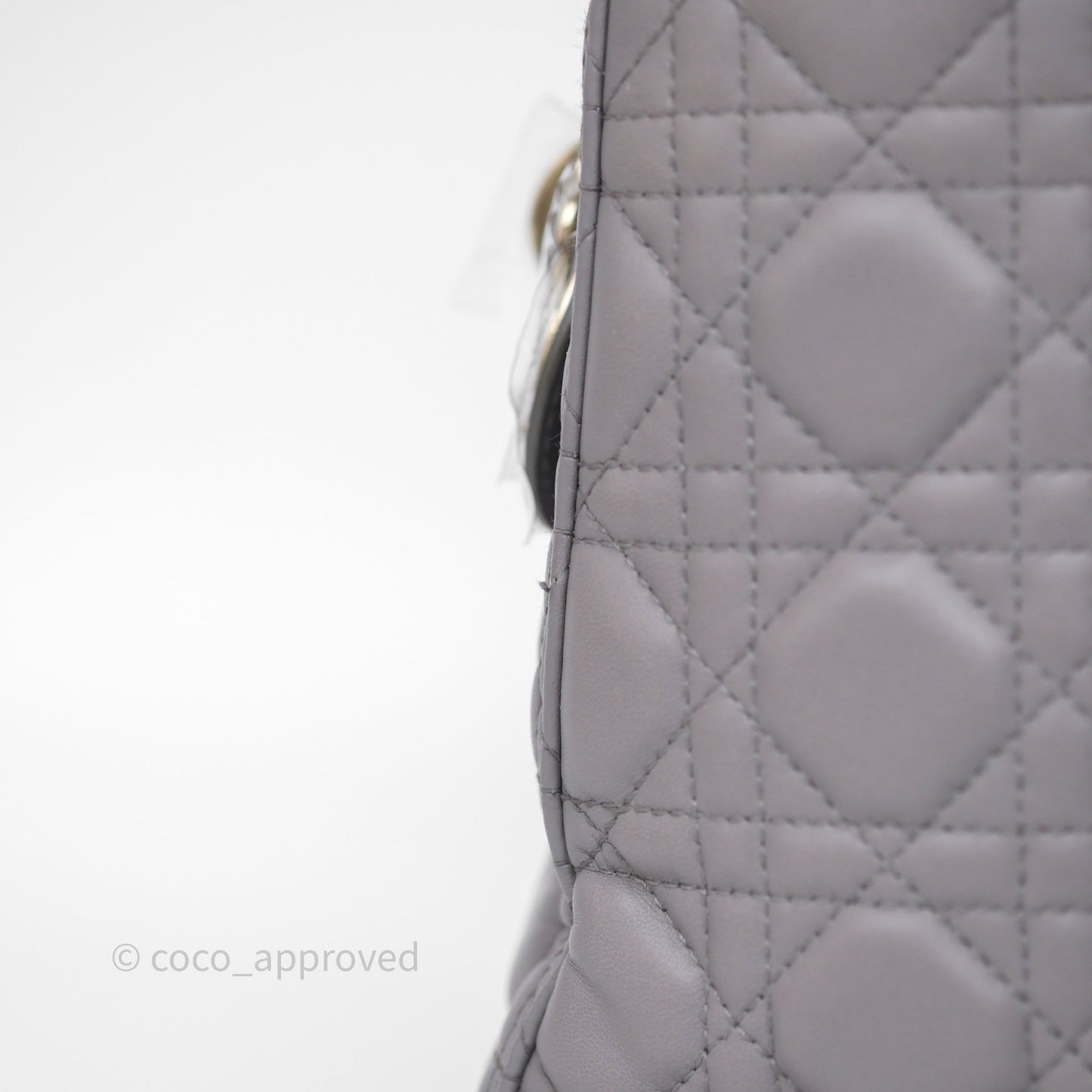 Christian Dior Medium Lady Dior Grey Lambskin Gold Hardware
