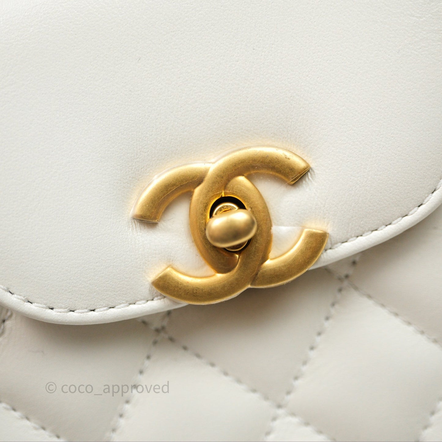 Chanel Kelly Bag Quilted White Calfskin Aged Gold Hardware