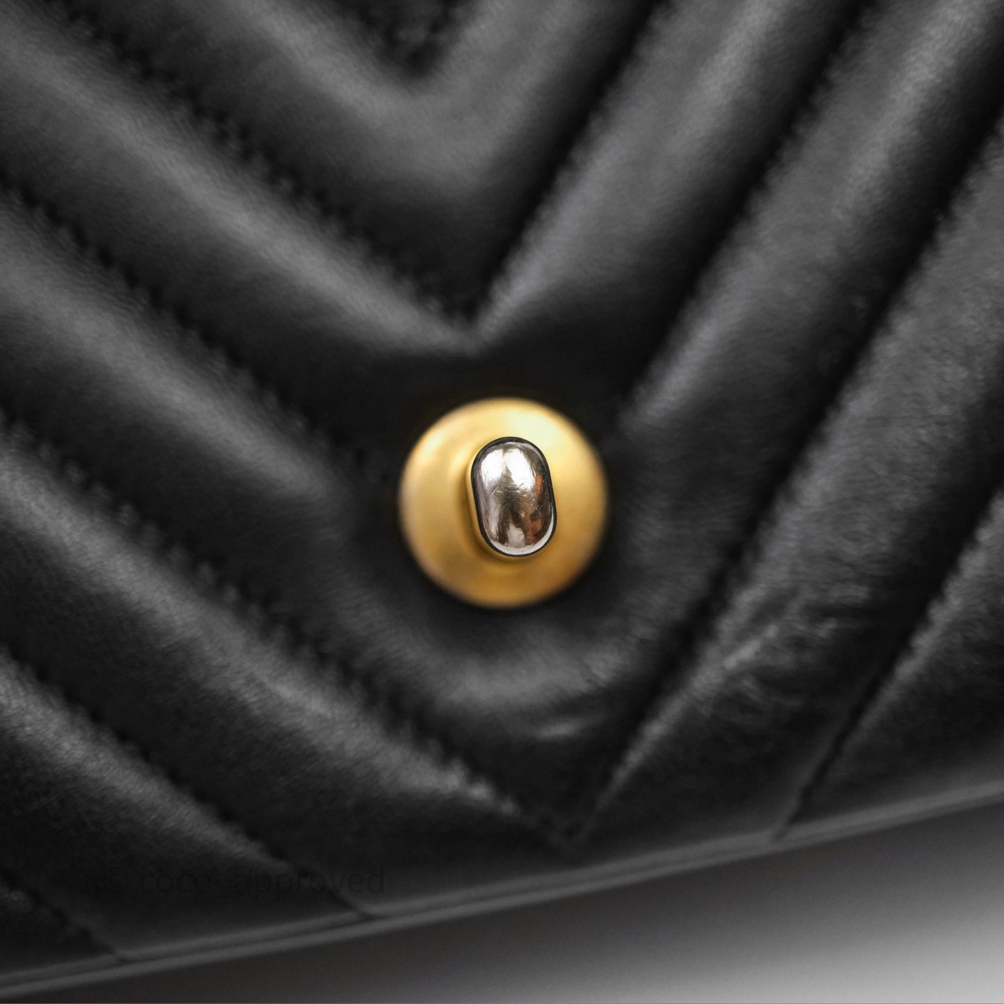 Chanel Mini Rectangular Chevron Black Lambskin Aged Gold Hardware