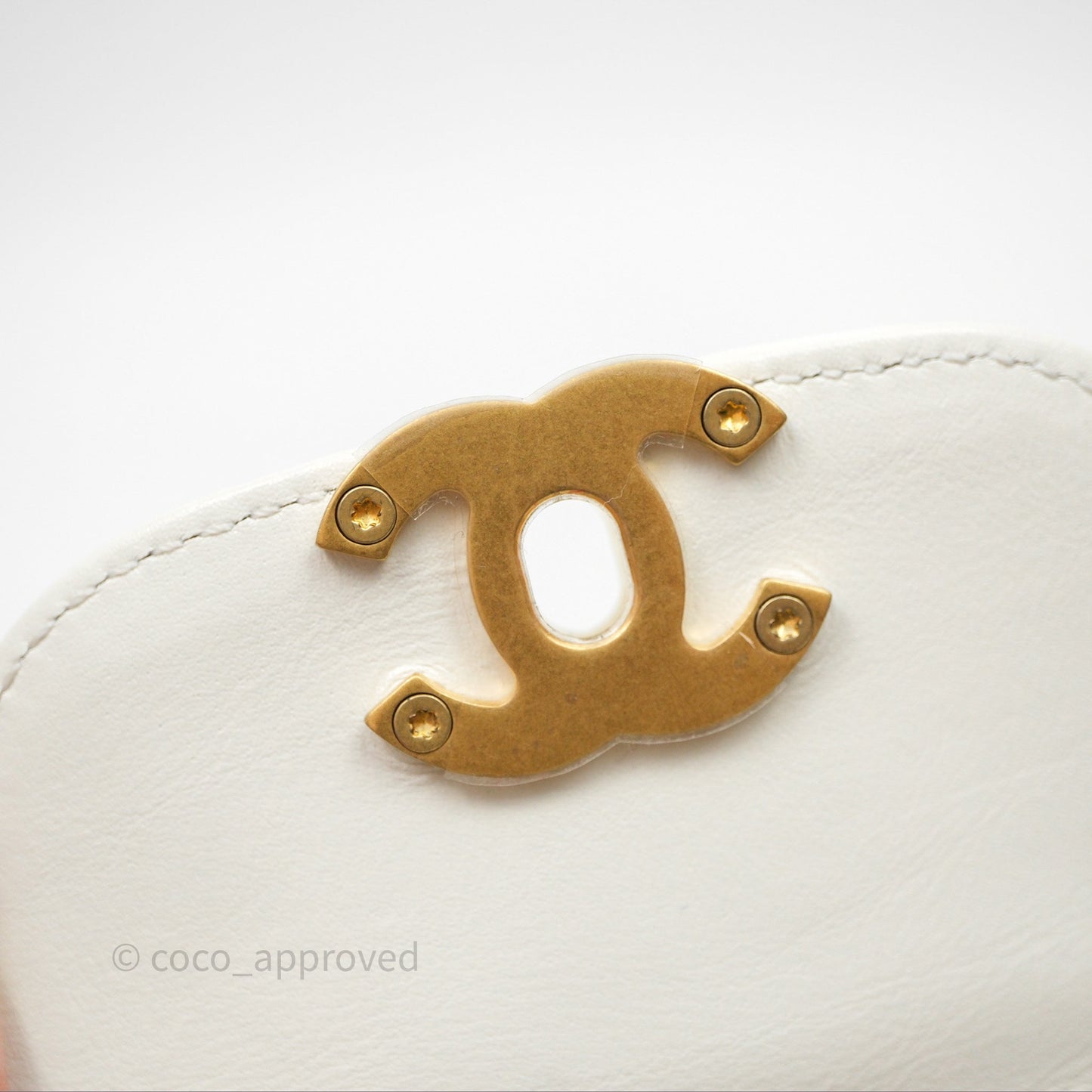 Chanel Kelly Bag Quilted White Calfskin Aged Gold Hardware
