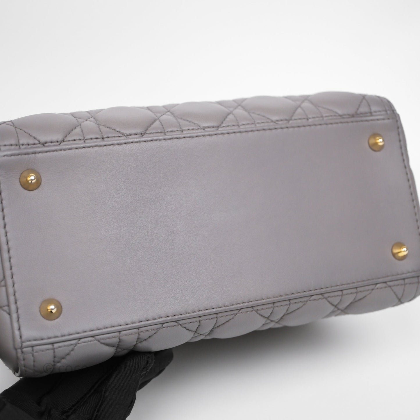 Christian Dior Medium Lady Dior Grey Lambskin Gold Hardware