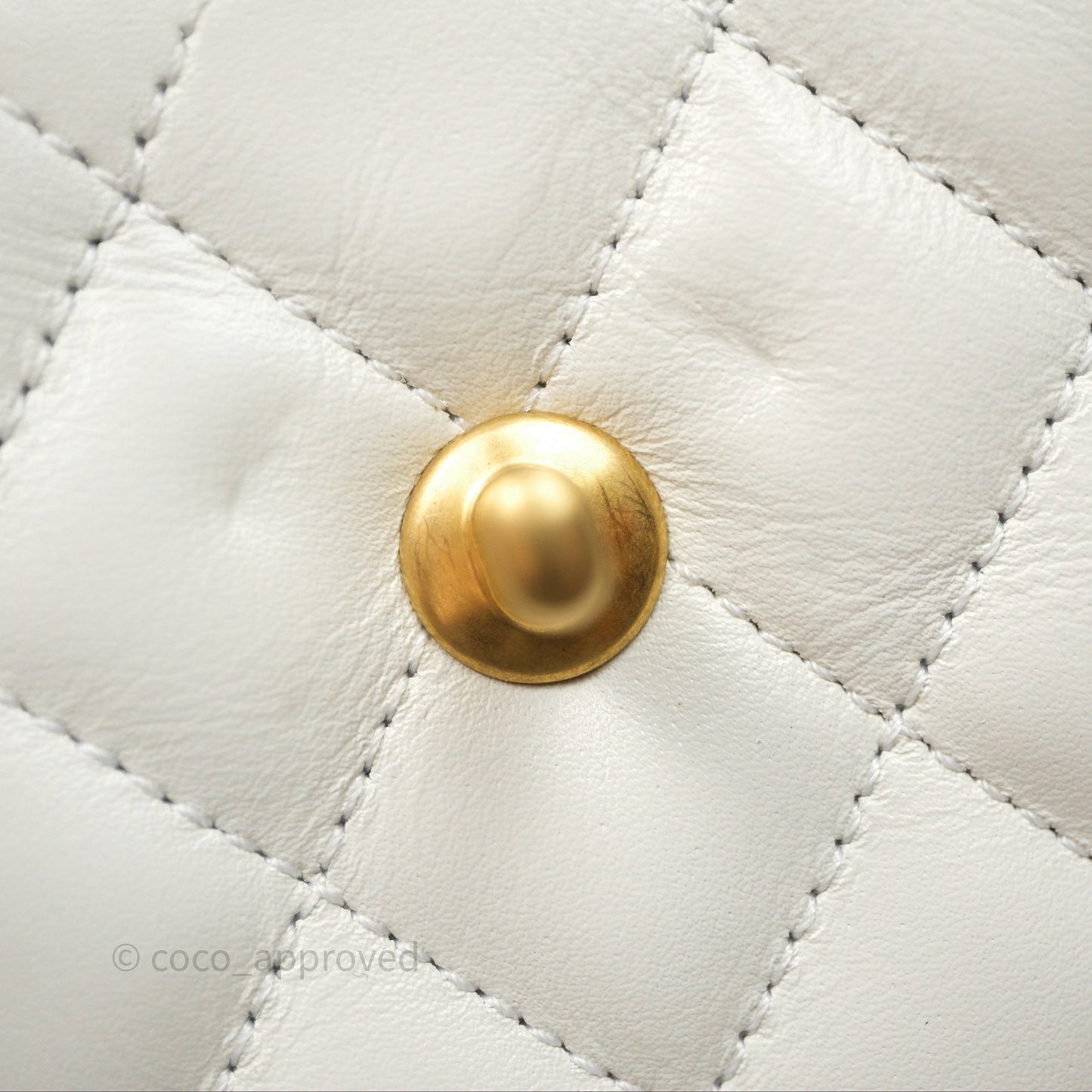 Chanel Kelly Bag Quilted White Calfskin Aged Gold Hardware