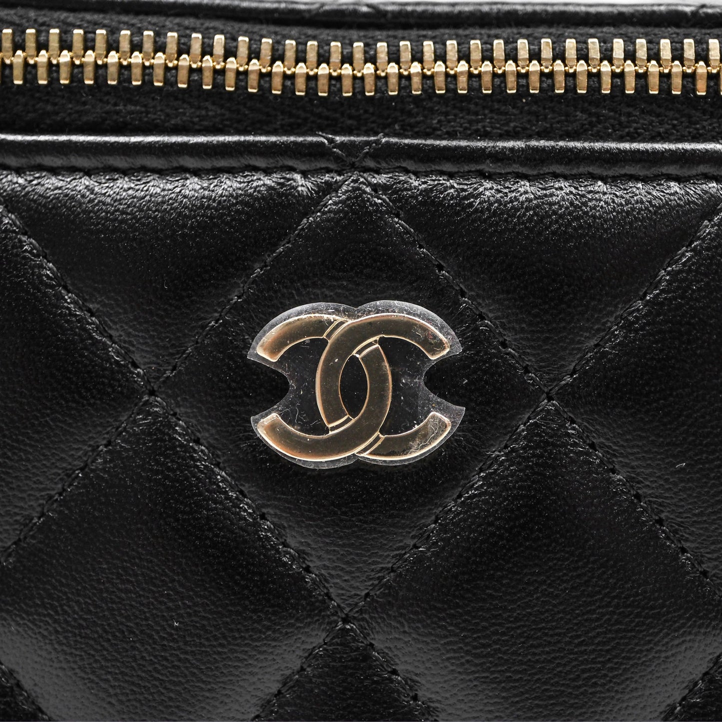 Chanel Classic Vanity with Chain Black Lambskin Gold Hardware