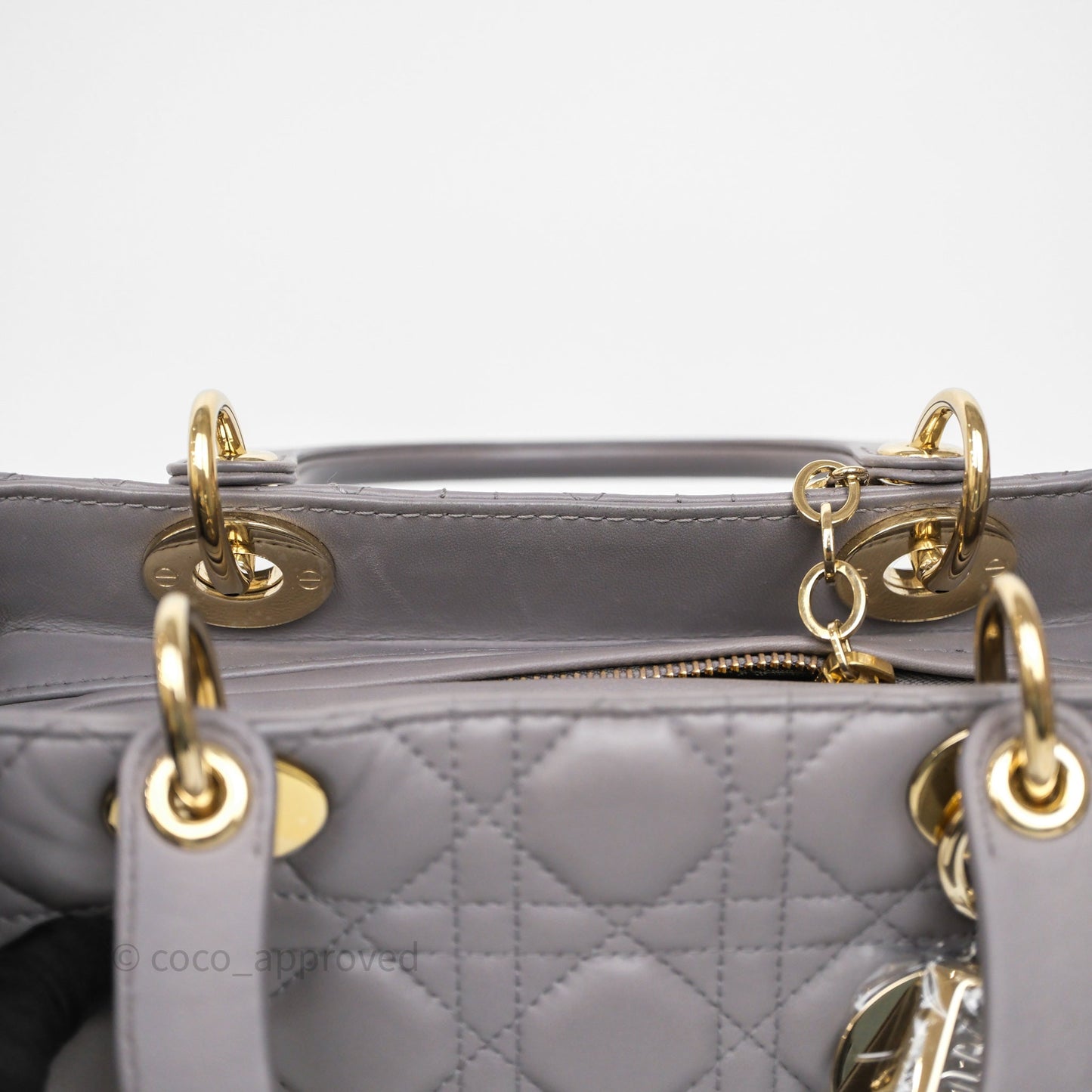 Christian Dior Medium Lady Dior Grey Lambskin Gold Hardware
