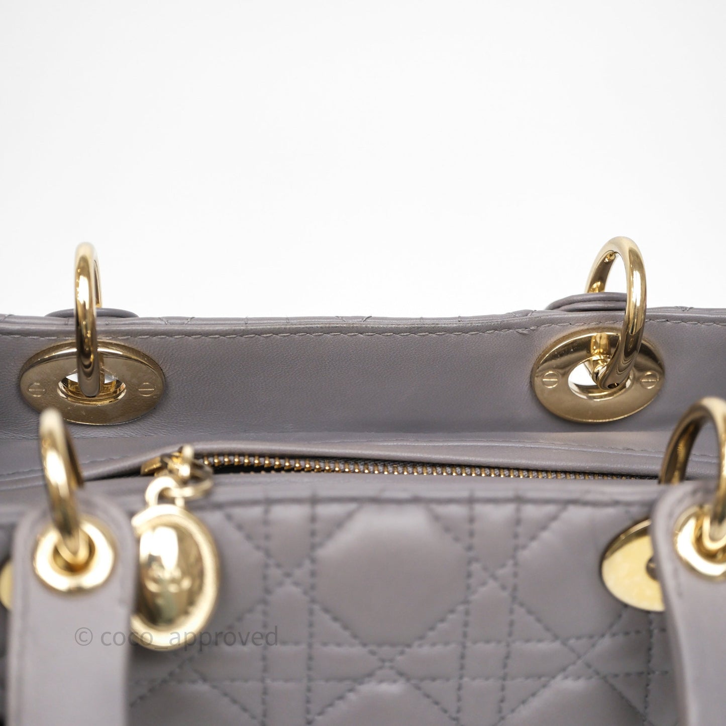 Christian Dior Medium Lady Dior Grey Lambskin Gold Hardware