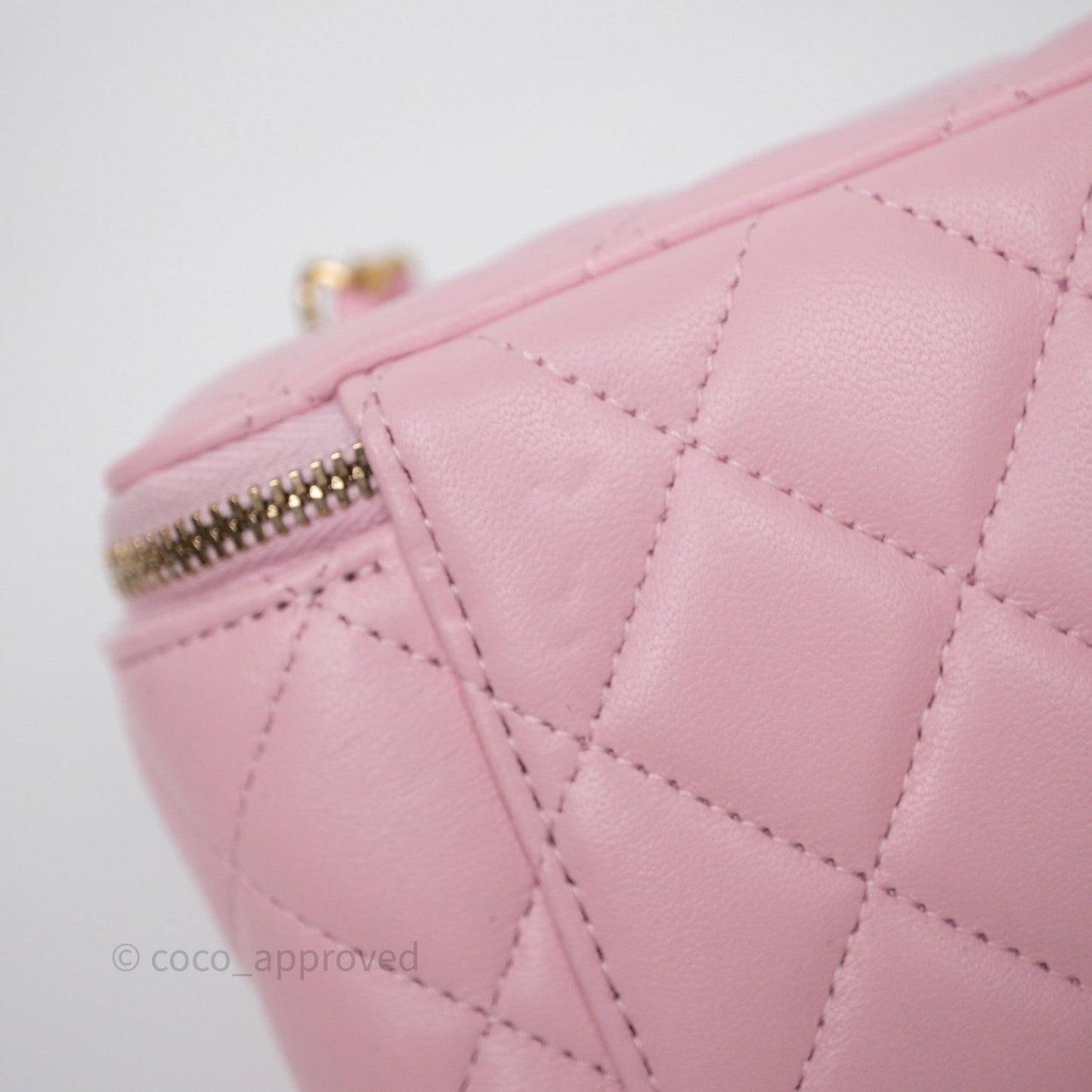 Chanel Vanity with Enamel CC Adjustable Chain Pink Lambskin Aged Gold Hardware
