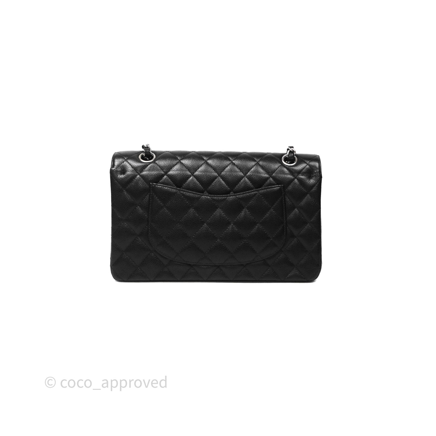 Chanel Classic M/L Medium Flap Quilted Black Caviar Silver Hardware