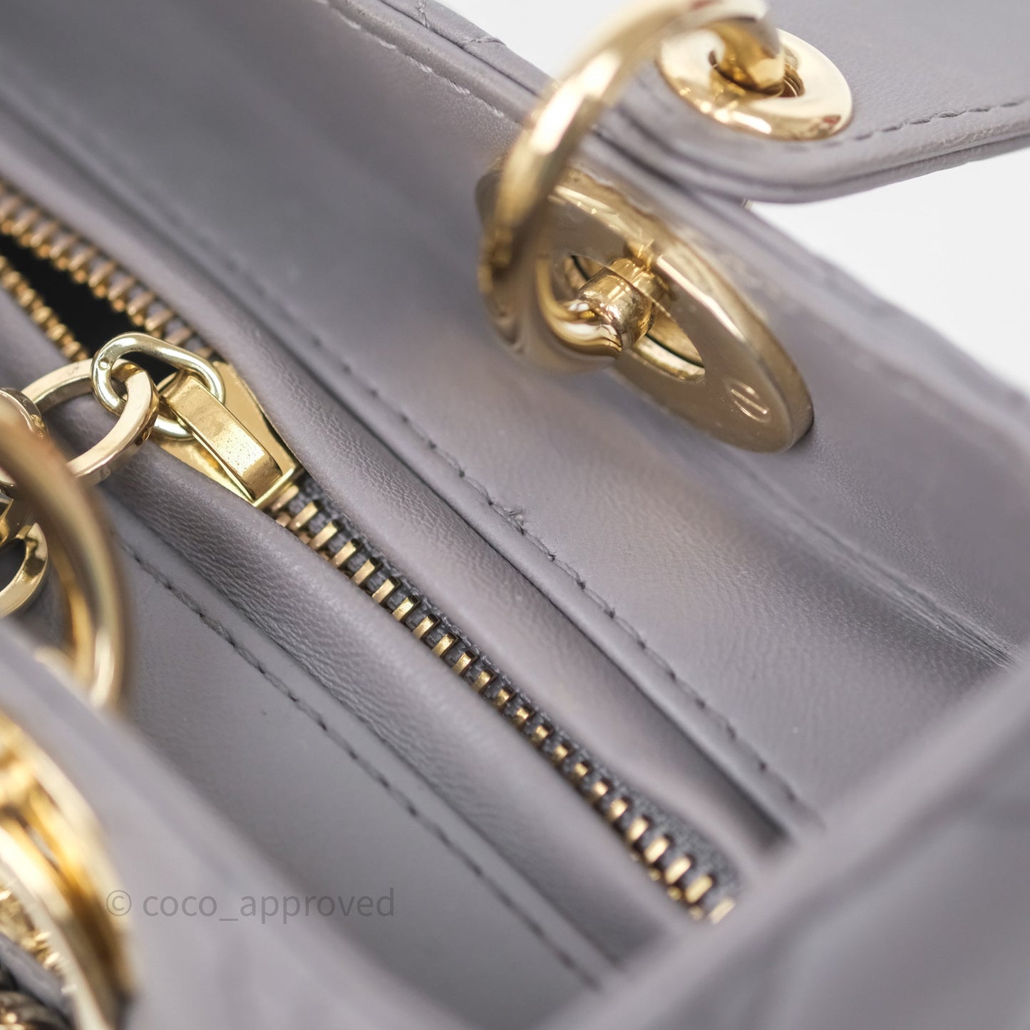 Christian Dior Medium Lady Dior Grey Lambskin Gold Hardware